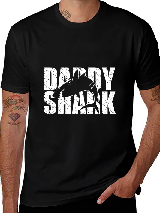 Daddy Shark Graphic Tee - Black Cotton T-Shirt