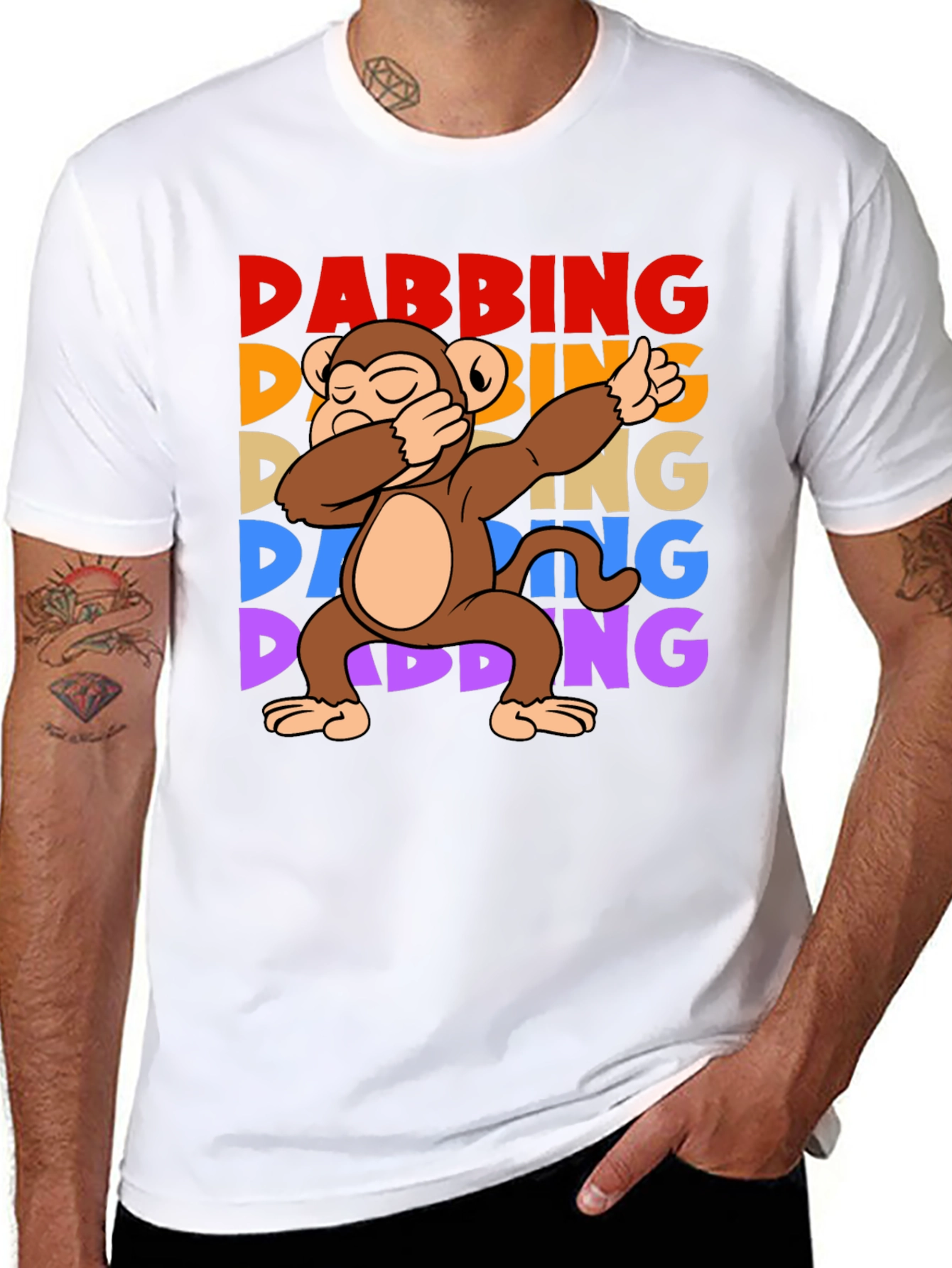 Dabbing Monkey Graphic T-Shirt - Fun Trendy Tee