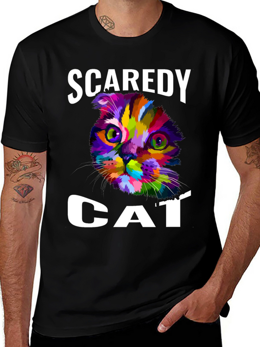 Scaredy Cat Colorful Graphic T-Shirt