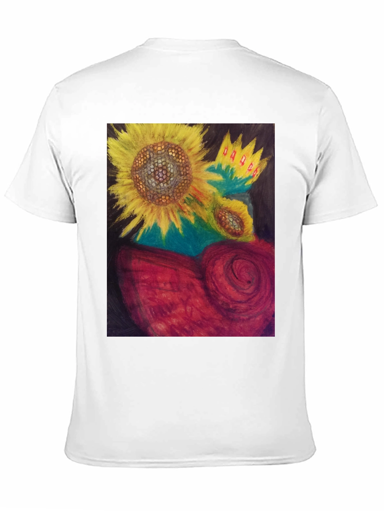 Sunflower Heart Graphic Tee - Artistic Black T-Shirt