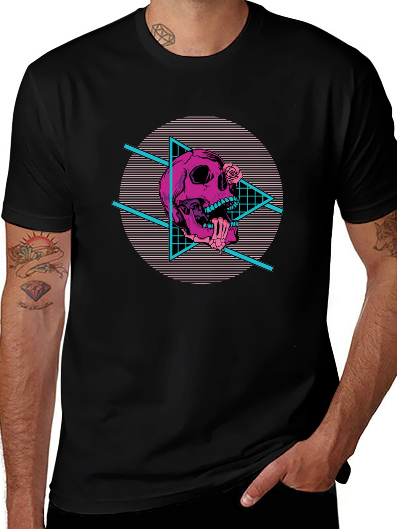 Skull Vaporwave Graphic T-Shirt