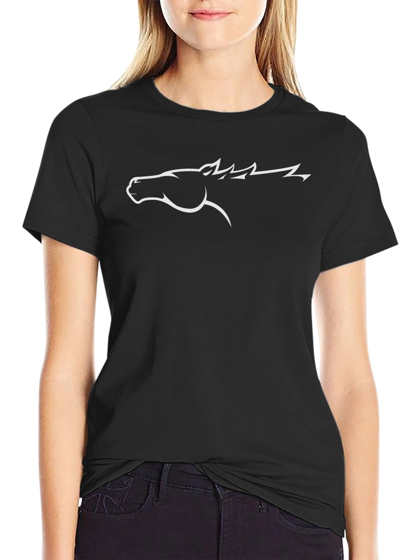 Black T-Shirt with Horse Graphic