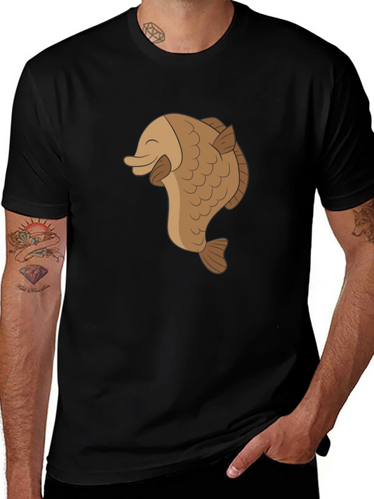 Happy Fish Graphic Tee - Black Cotton Comfort
