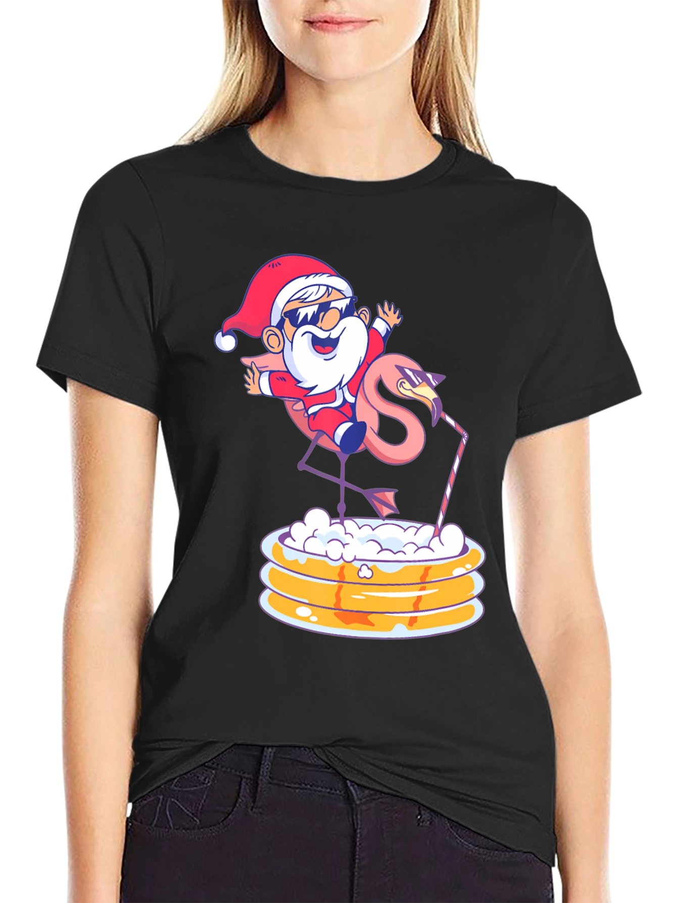 Festive Santa Flamingo T-Shirt