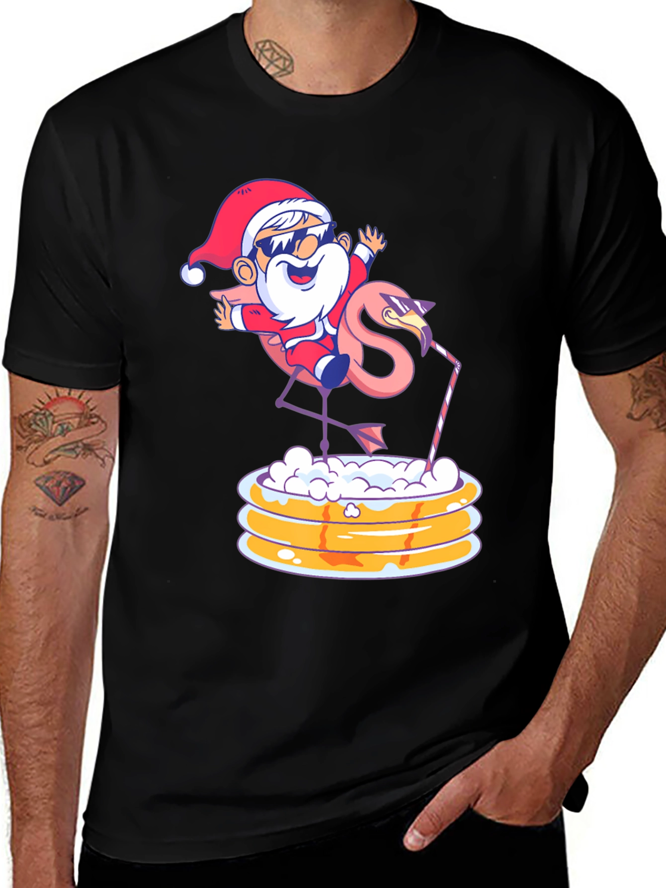 Festive Santa Flamingo T-Shirt