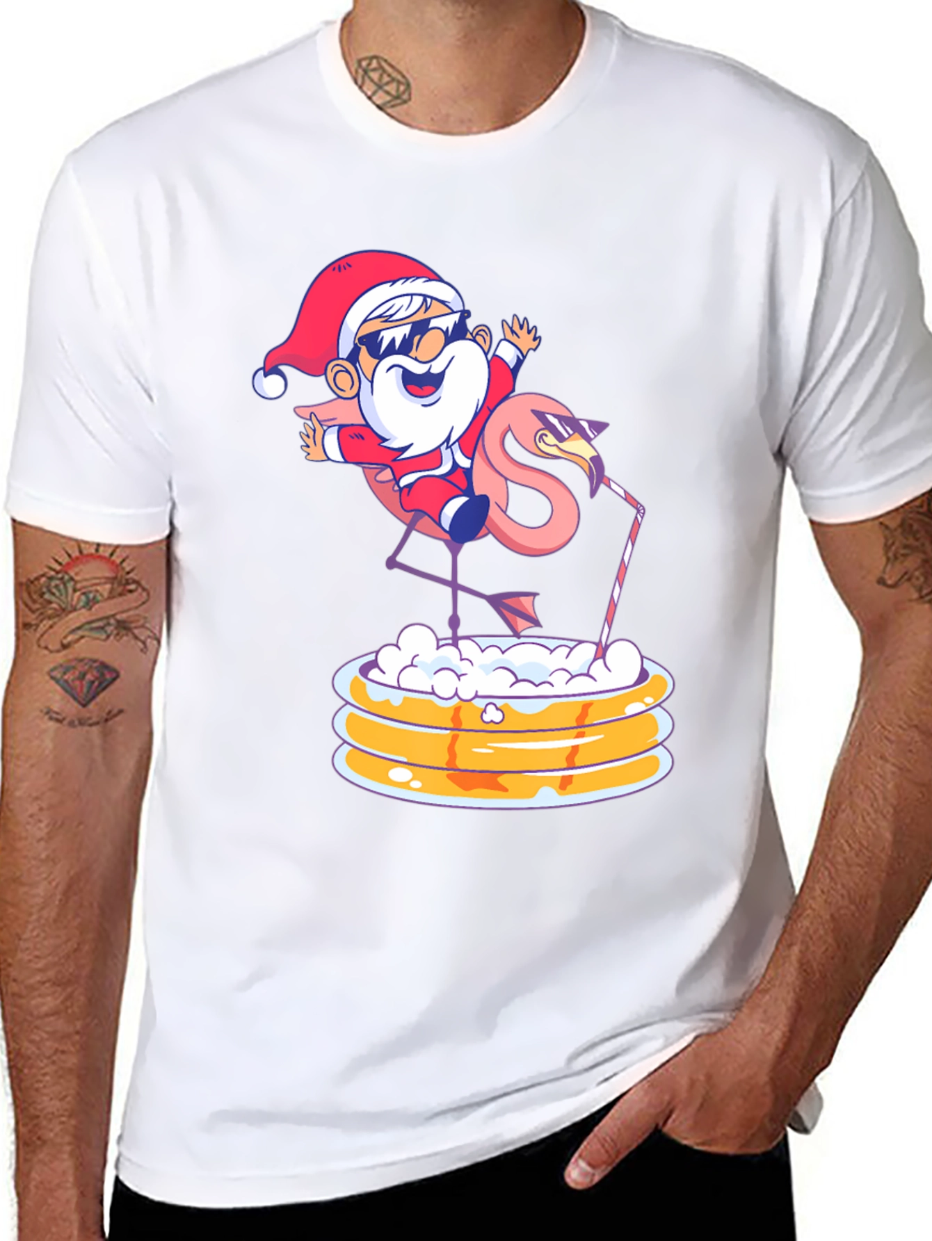 Festive Santa Flamingo T-Shirt