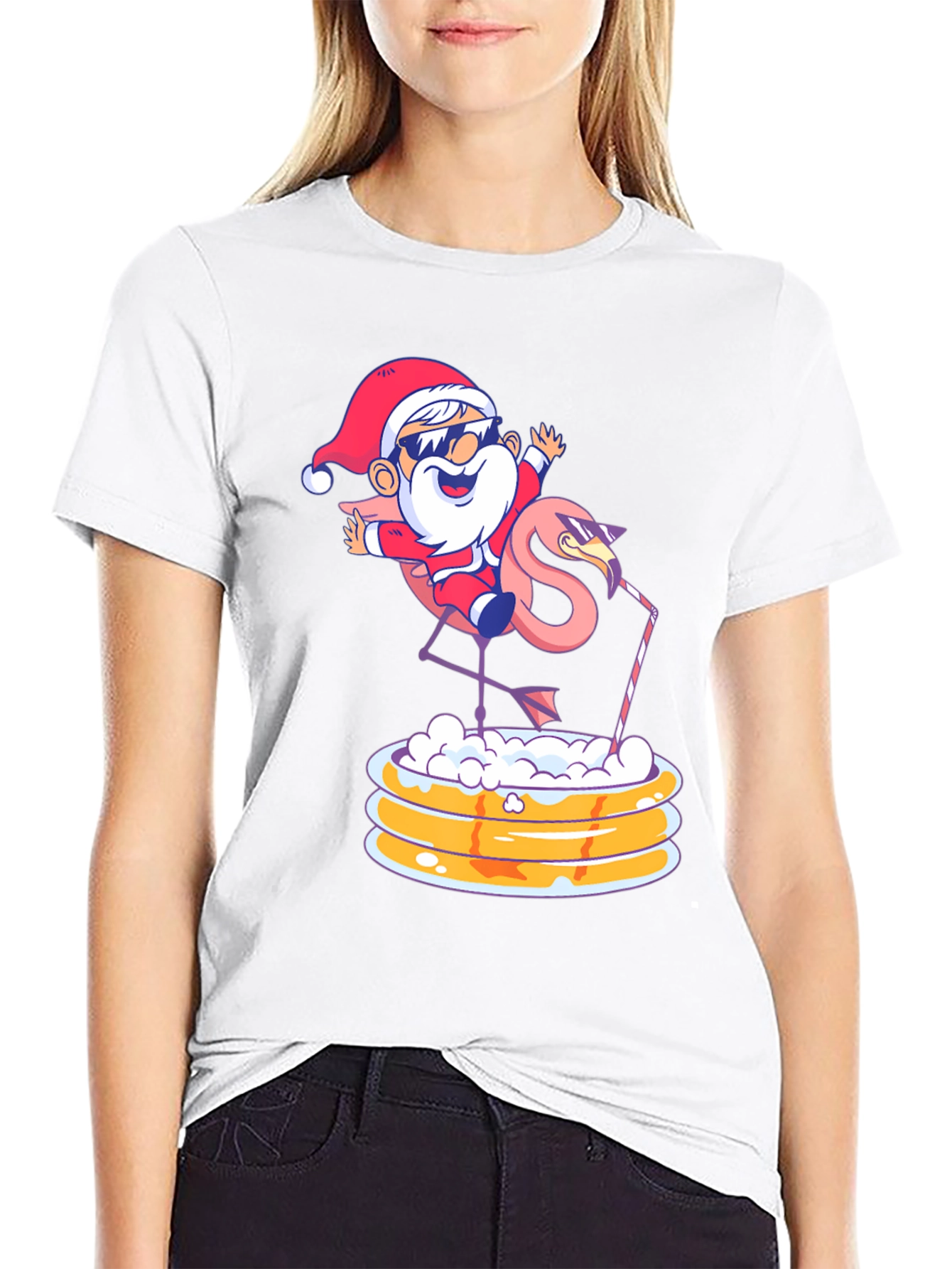 Festive Santa Flamingo T-Shirt