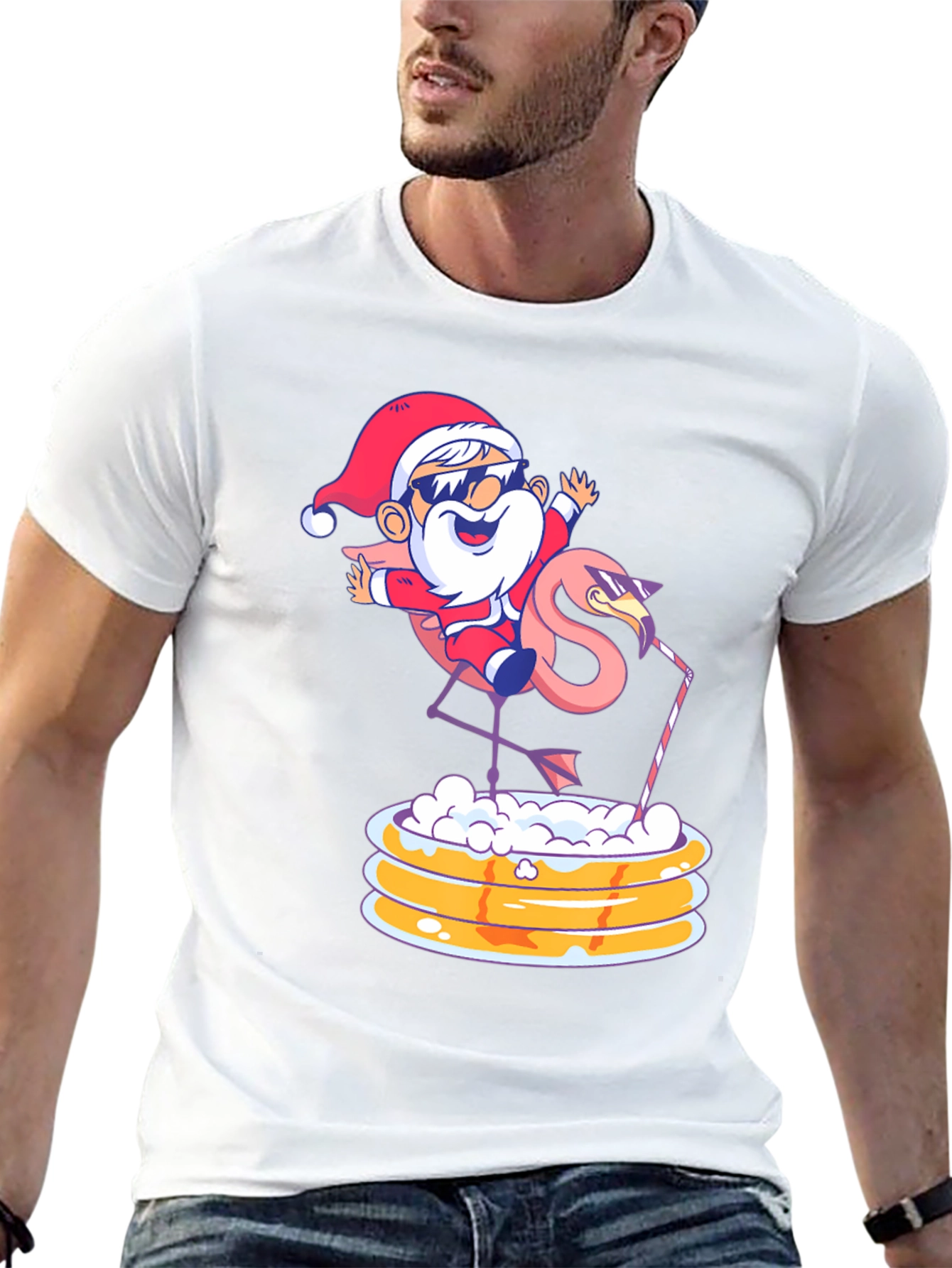 Festive Santa Flamingo T-Shirt