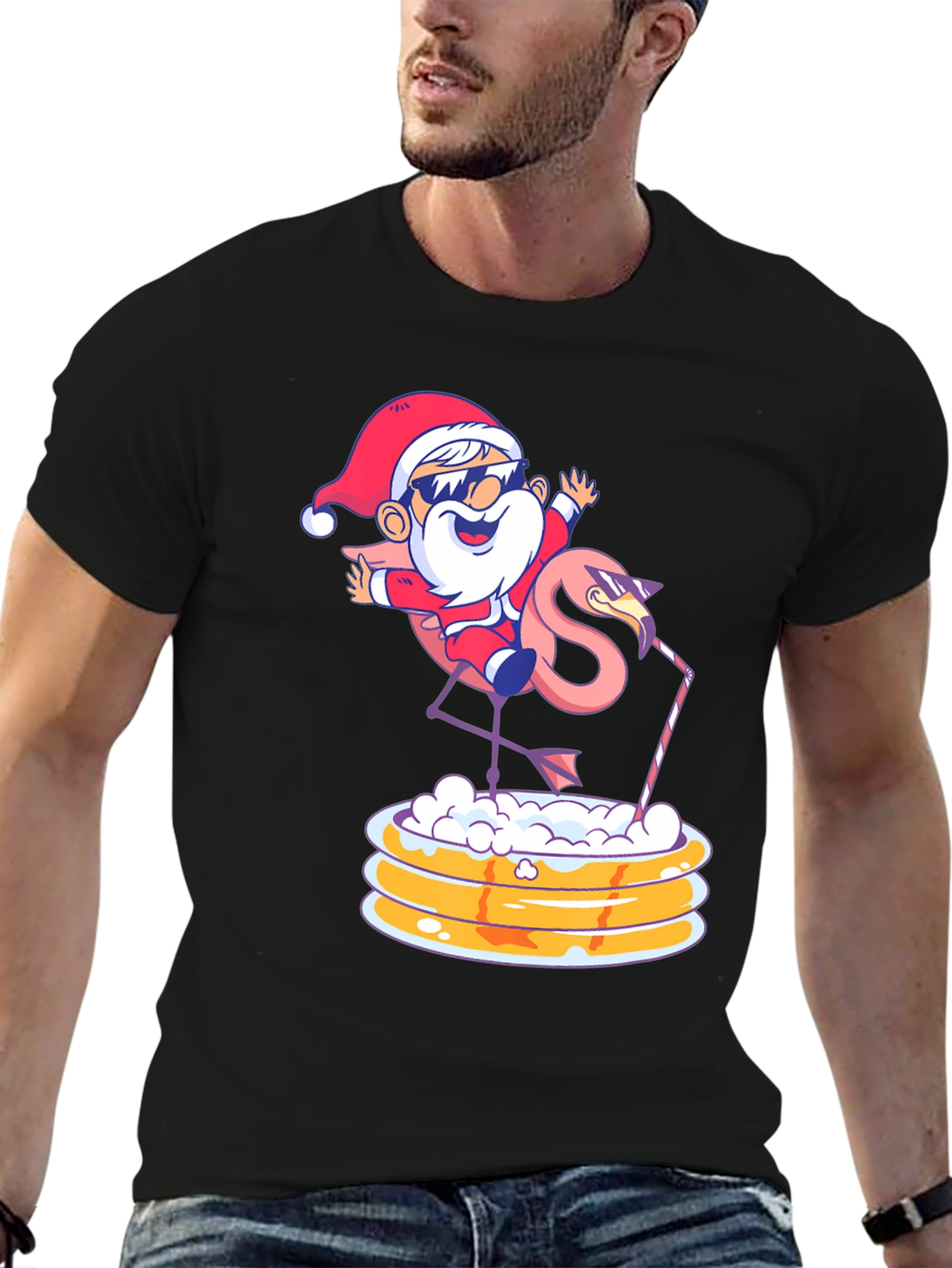 Festive Santa Flamingo T-Shirt