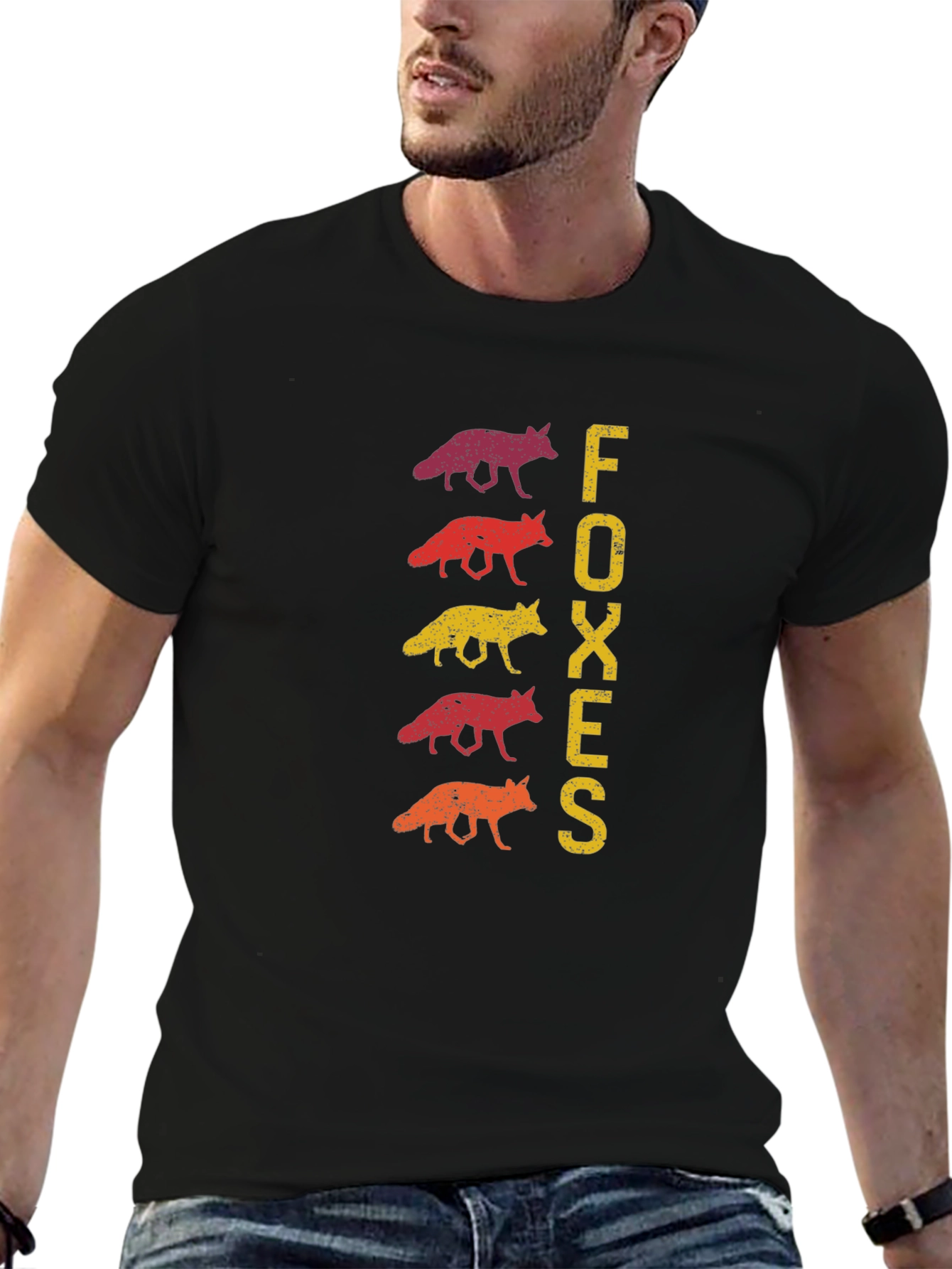 Retro Foxes Graphic Tee - Trendy Animal Lover Shirt