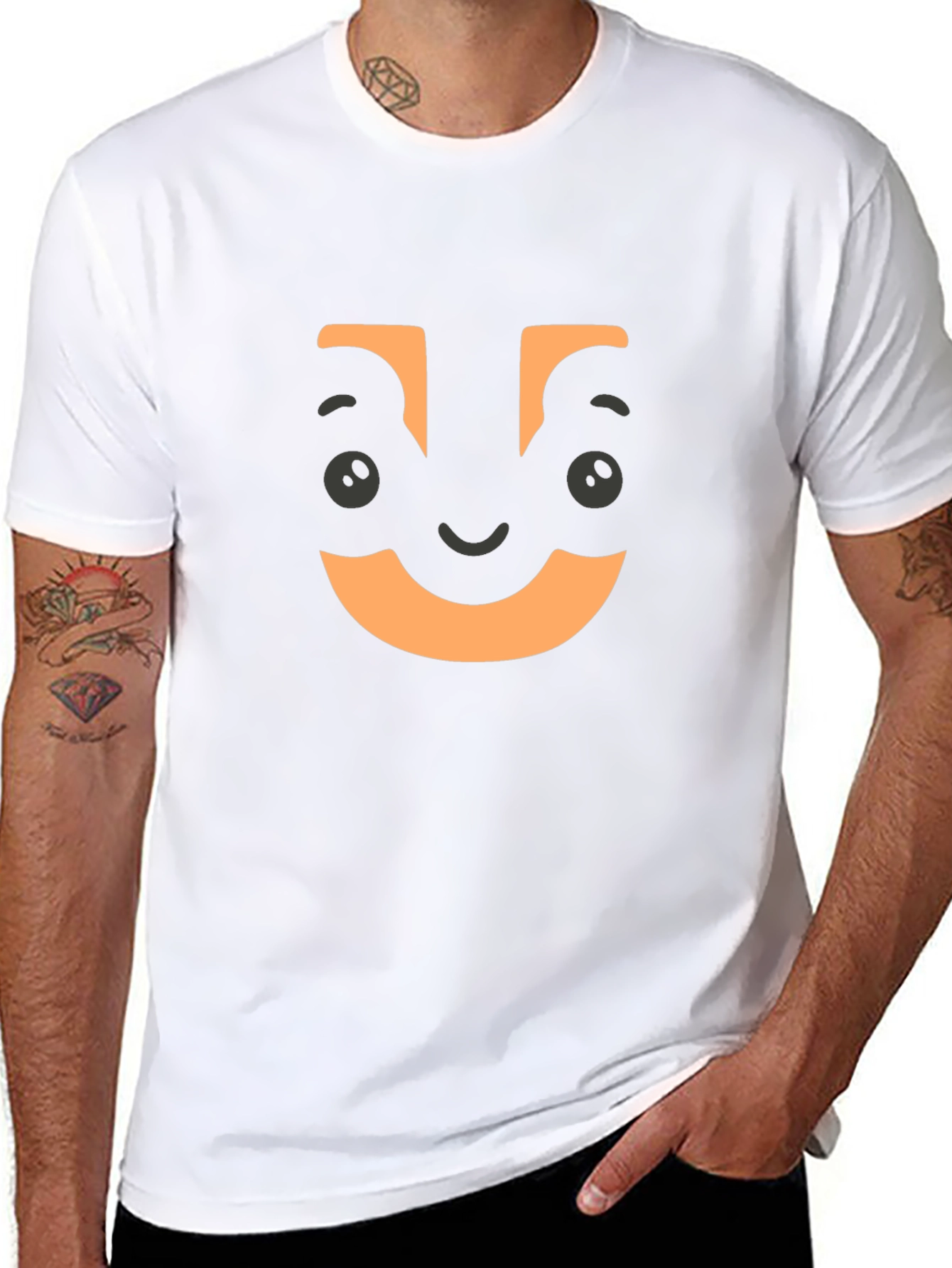 Funny Face Graphic Tee - Black Crew Neck T-Shirt