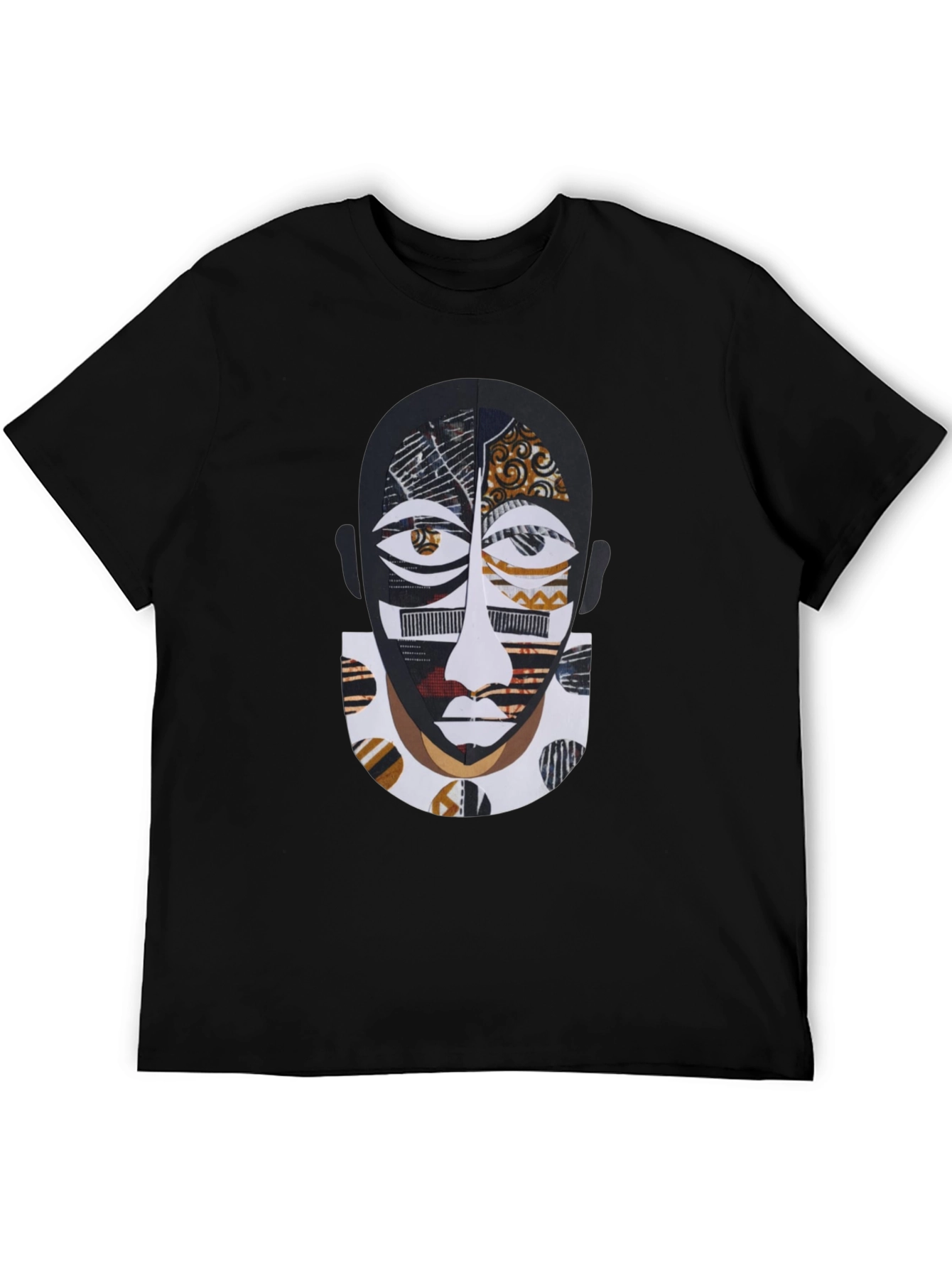 Artistic Face Print Black T-Shirt