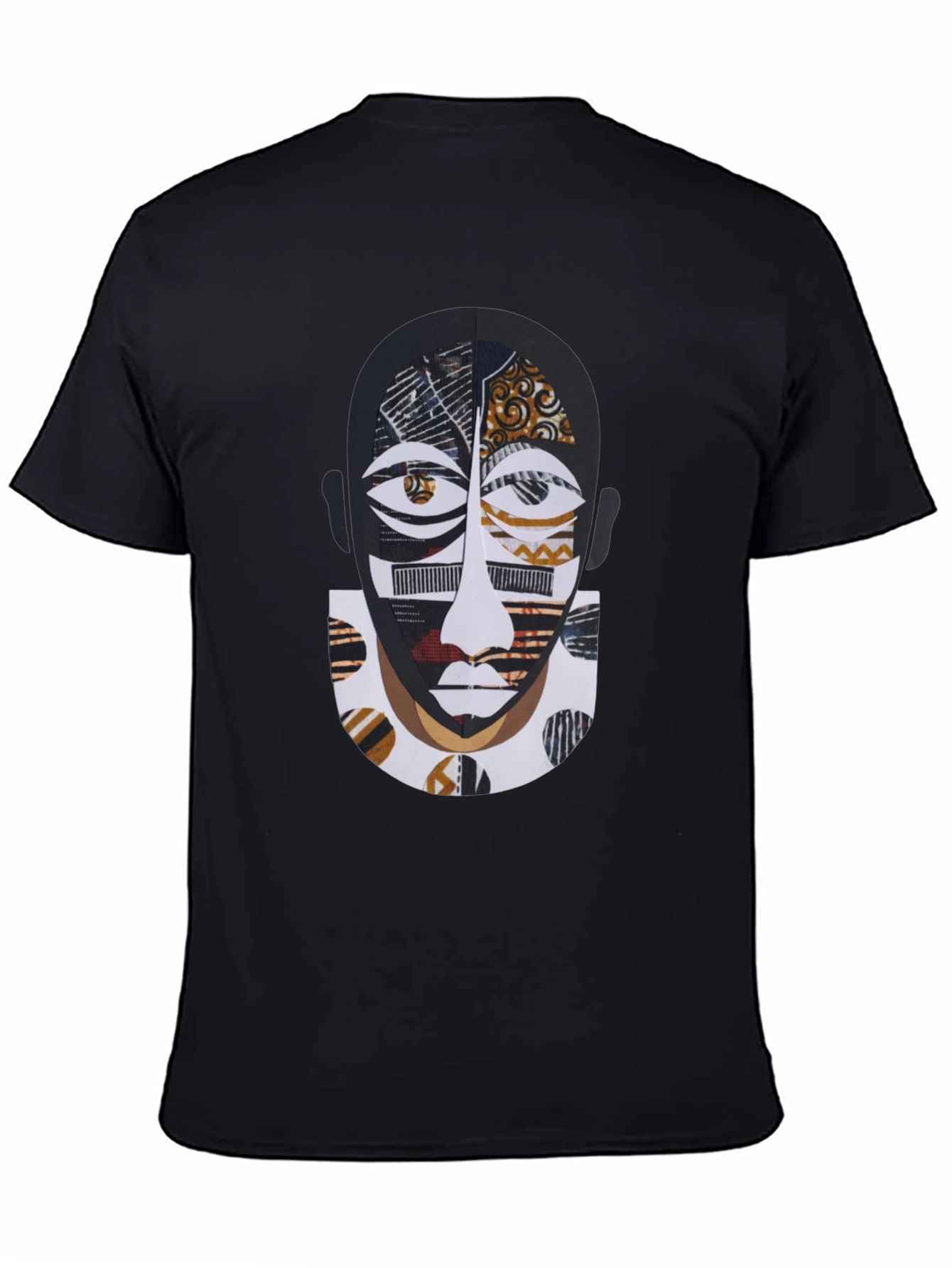 Artistic Face Print Black T-Shirt