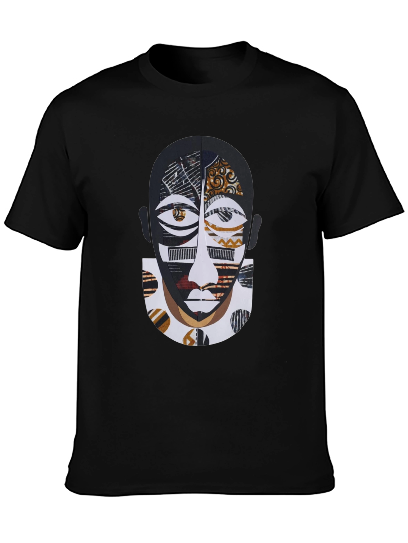 Artistic Face Print Black T-Shirt