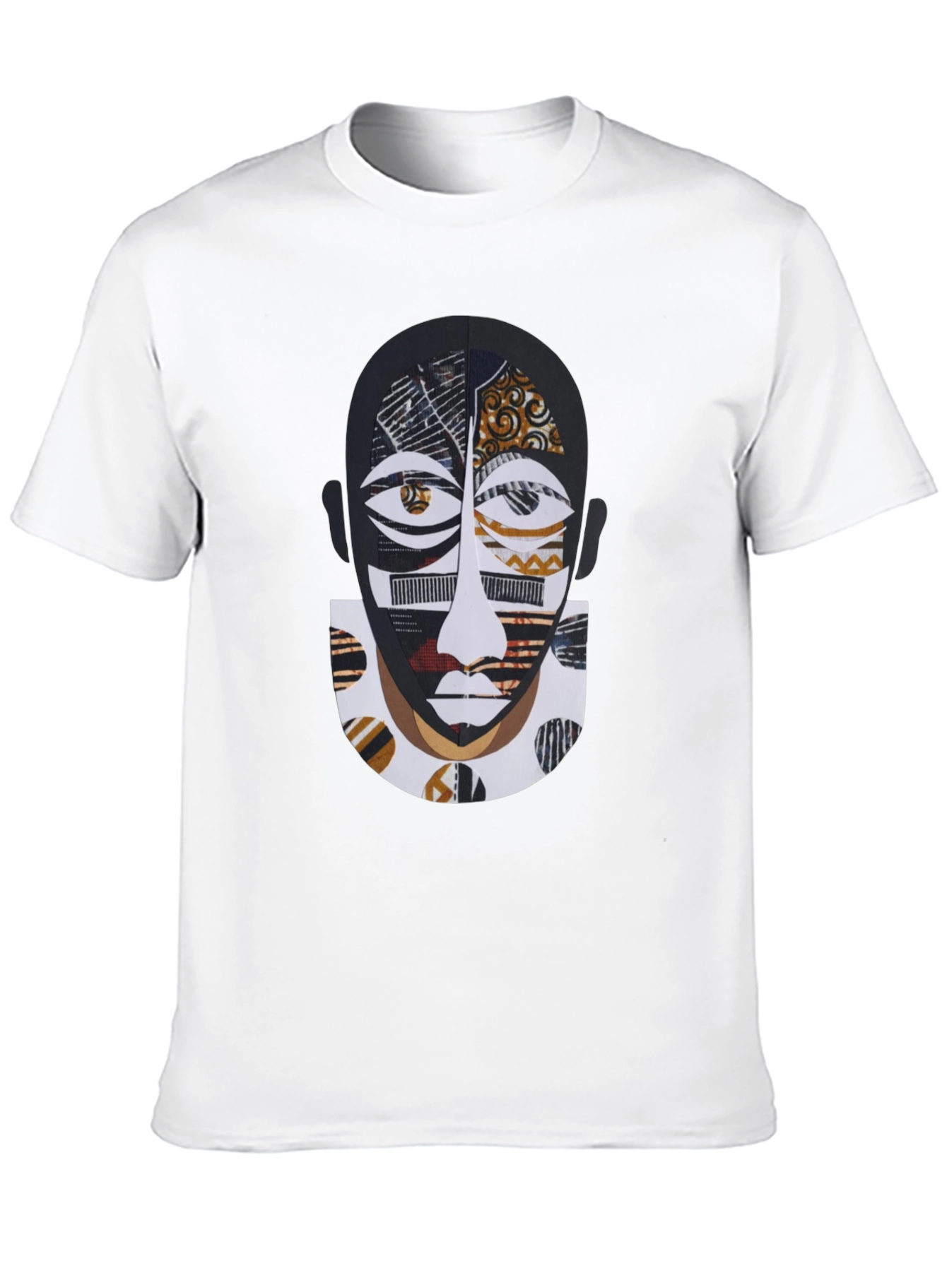 Artistic Face Print Black T-Shirt