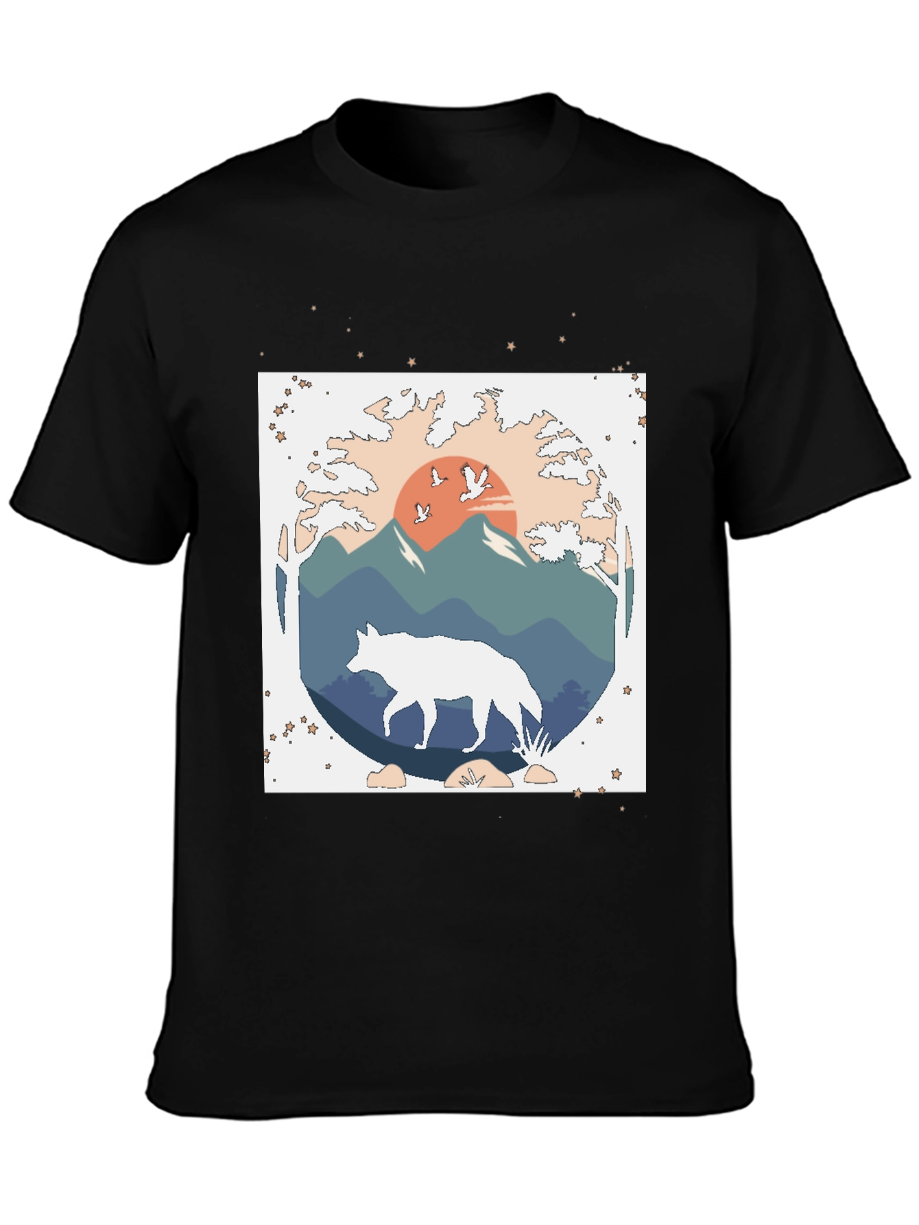Wolf Nature Graphic Tee - Black