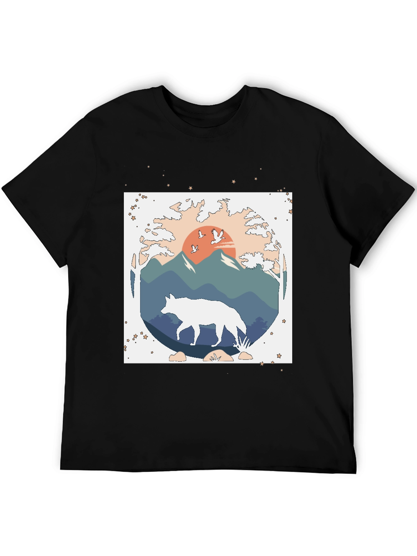 Wolf Nature Graphic Tee - Black