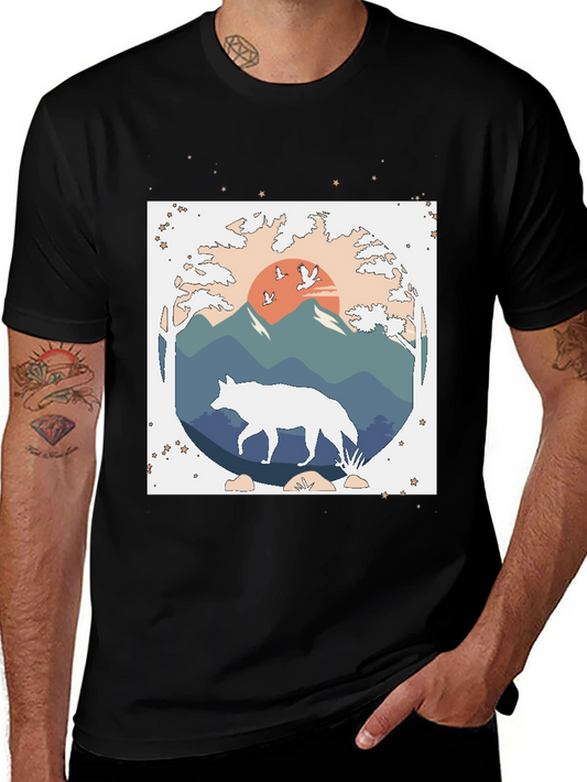 Wolf Nature Graphic Tee - Black