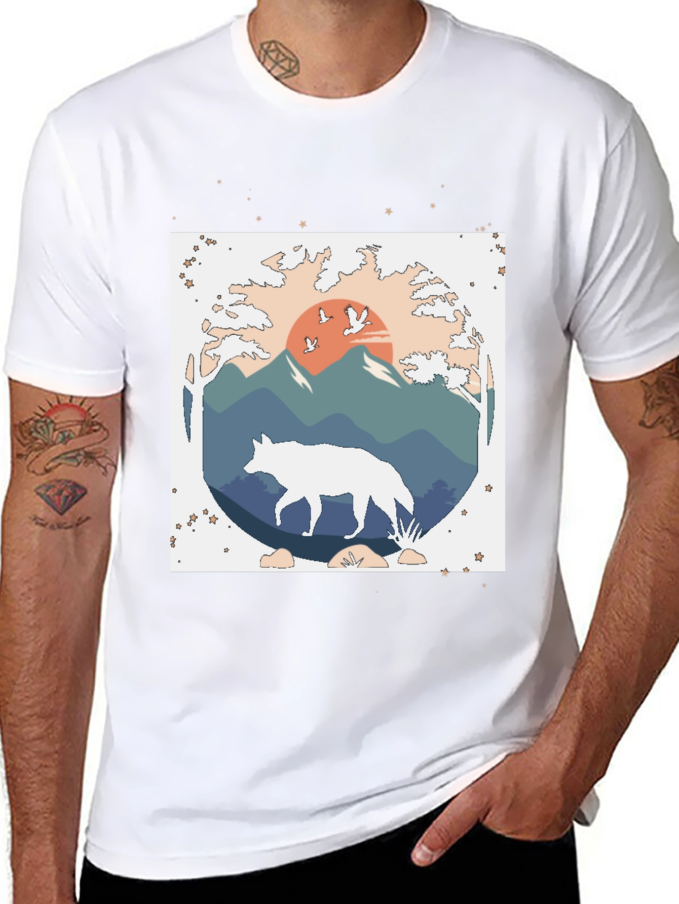 Wolf Nature Graphic Tee - Black