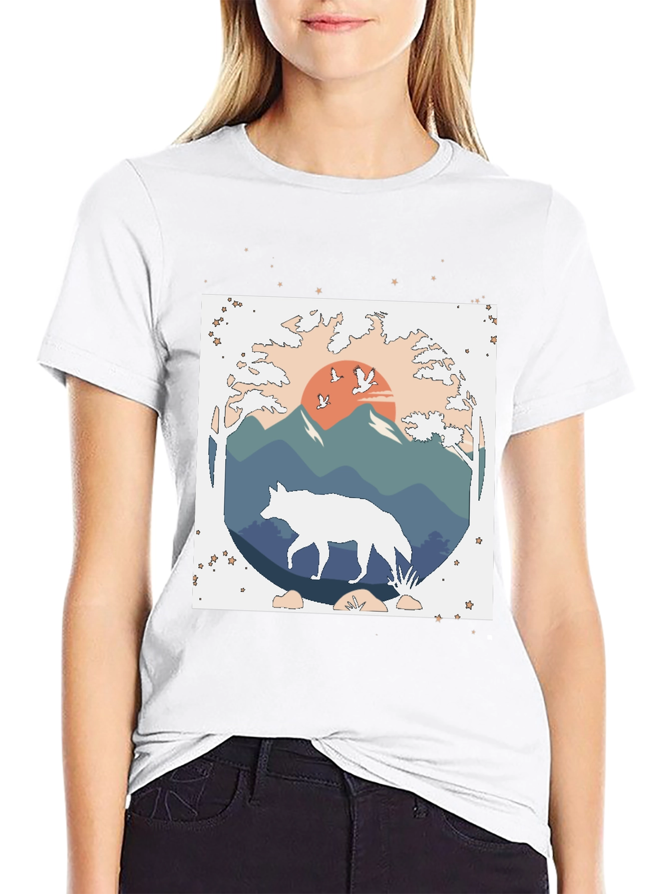 Wolf Nature Graphic Tee - Black