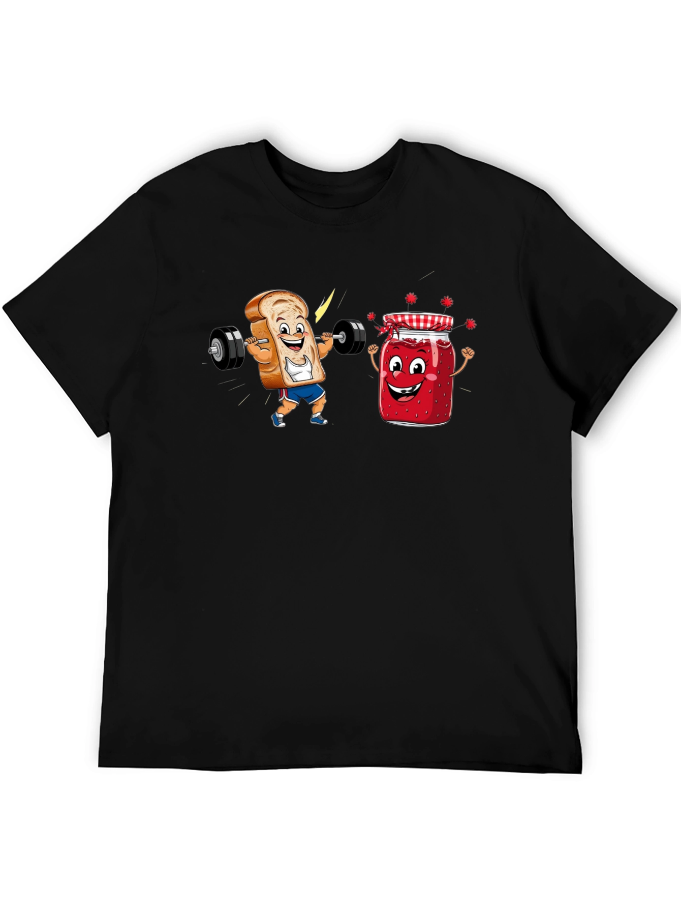 Funny Toast and Jam Workout Black T-Shirt