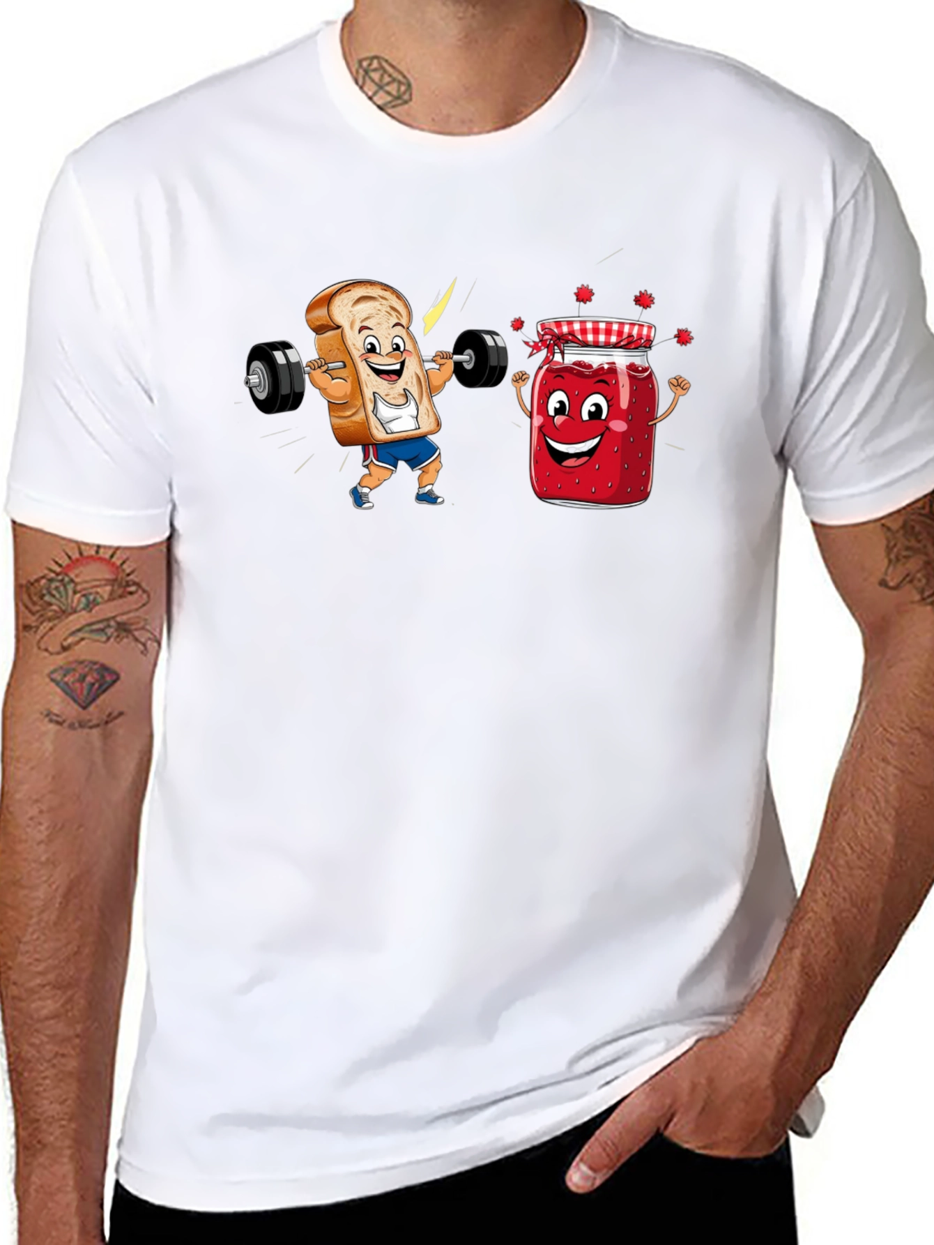 Funny Toast and Jam Workout Black T-Shirt