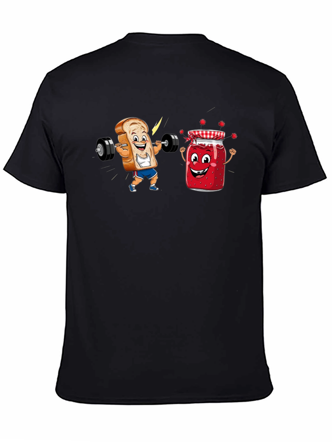 Funny Toast and Jam Workout Black T-Shirt