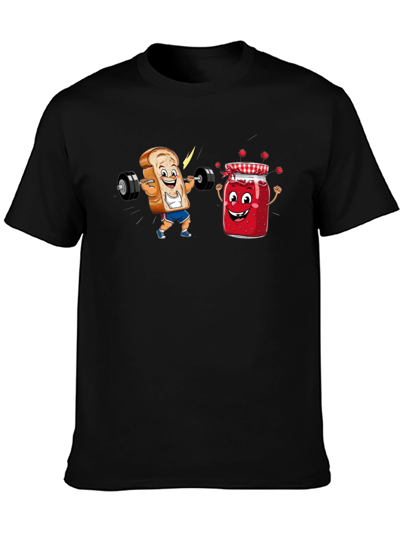 Funny Toast and Jam Workout Black T-Shirt