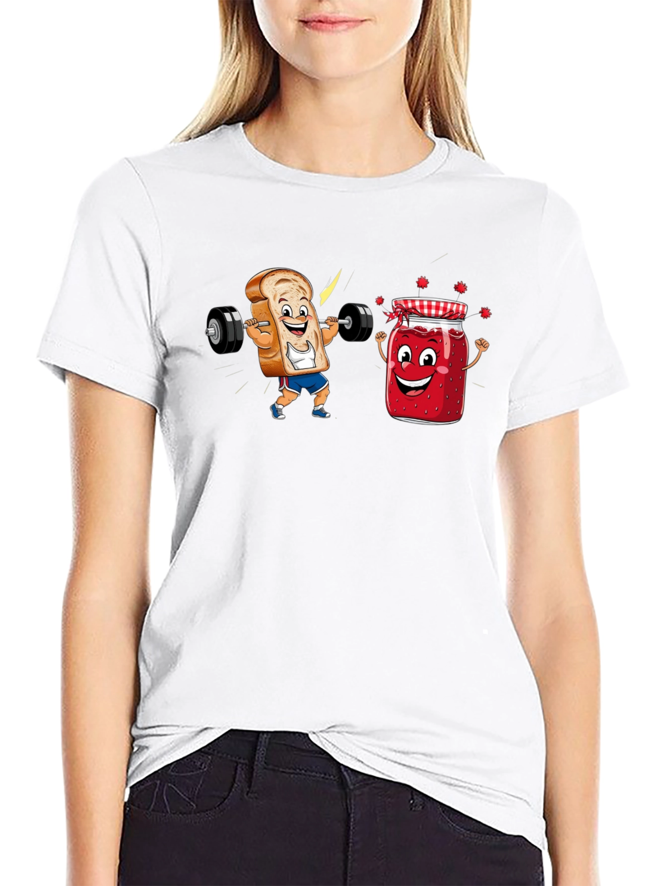 Funny Toast and Jam Workout Black T-Shirt