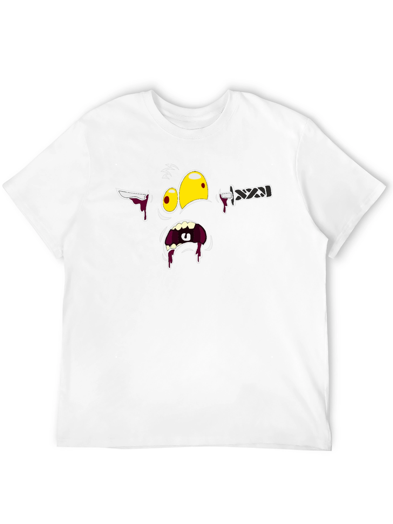 Gory Cartoon Face Black T-Shirt