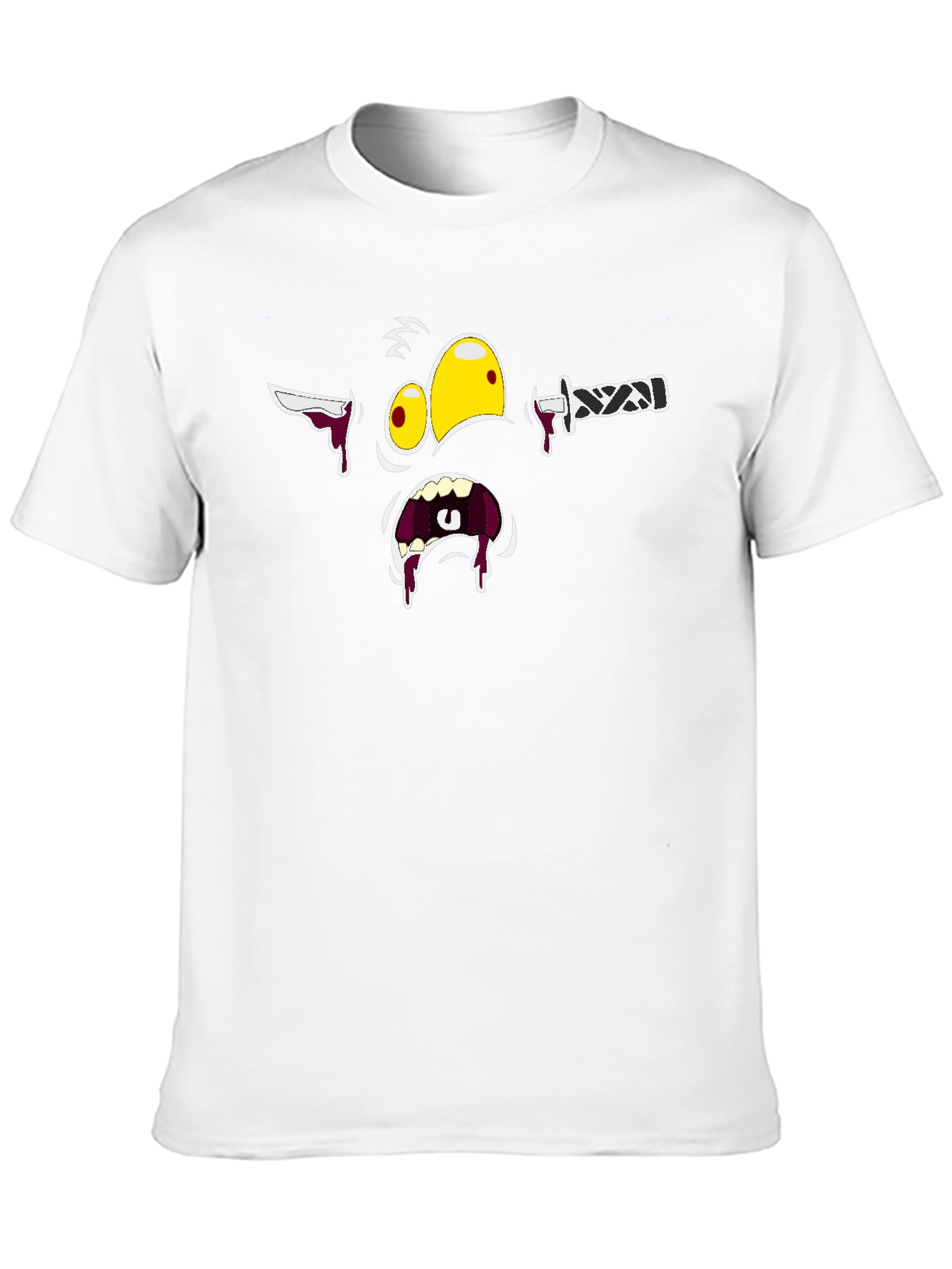 Gory Cartoon Face Black T-Shirt