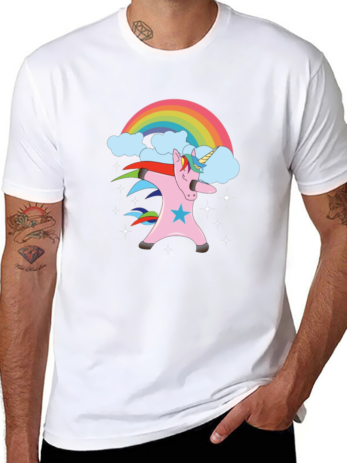 Dabbing Unicorn Rainbow Graphic Tee