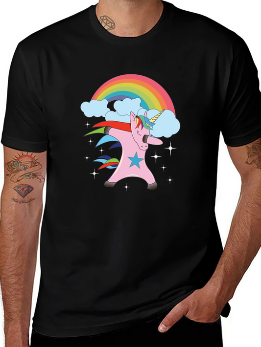 Dabbing Unicorn Rainbow Graphic Tee