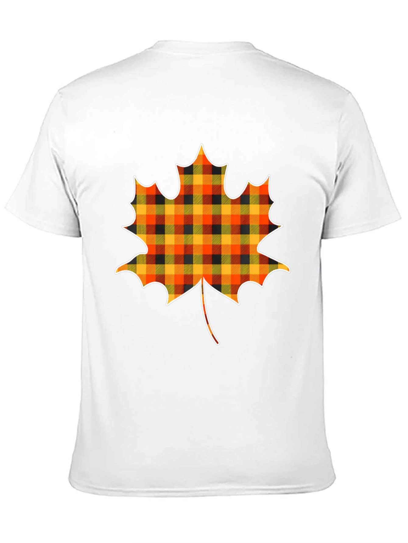 Plaid Maple Leaf T-Shirt Fall Tee