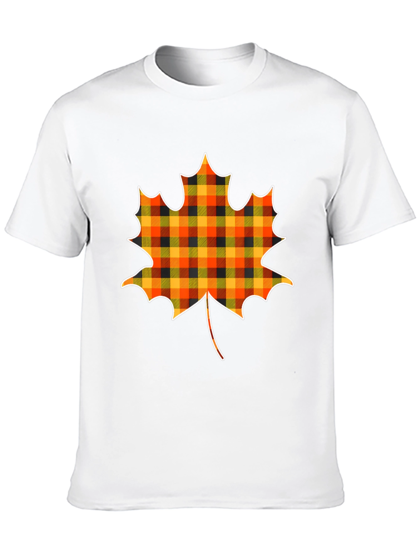 Plaid Maple Leaf T-Shirt Fall Tee