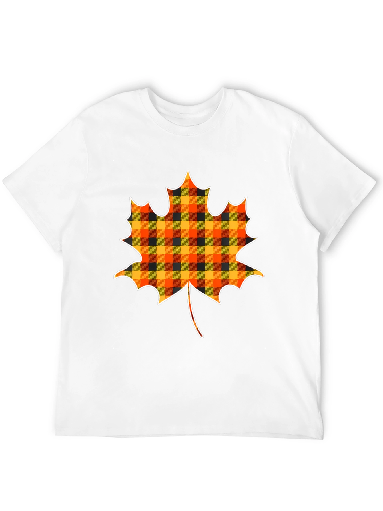 Plaid Maple Leaf T-Shirt Fall Tee