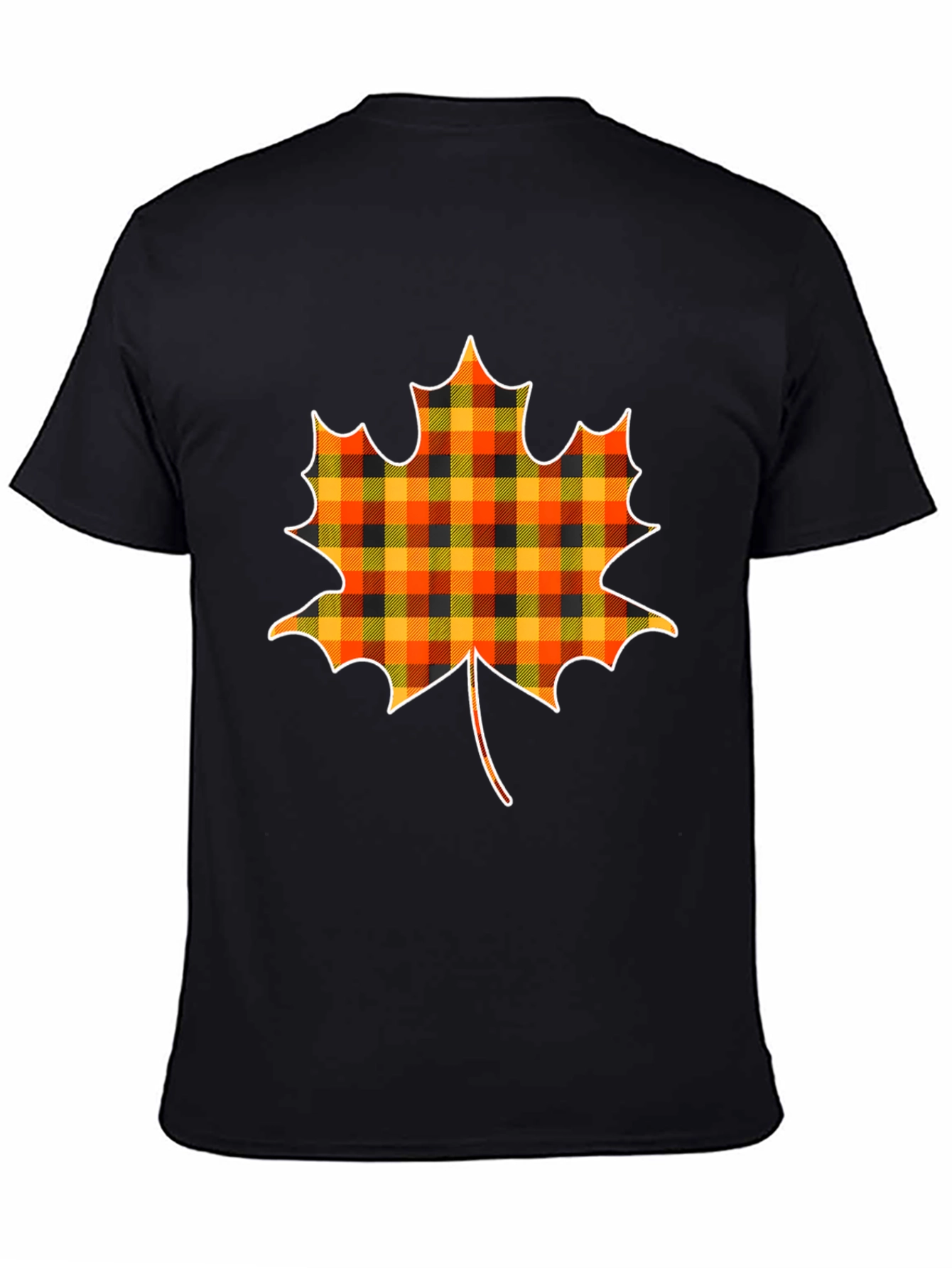 Plaid Maple Leaf T-Shirt Fall Tee