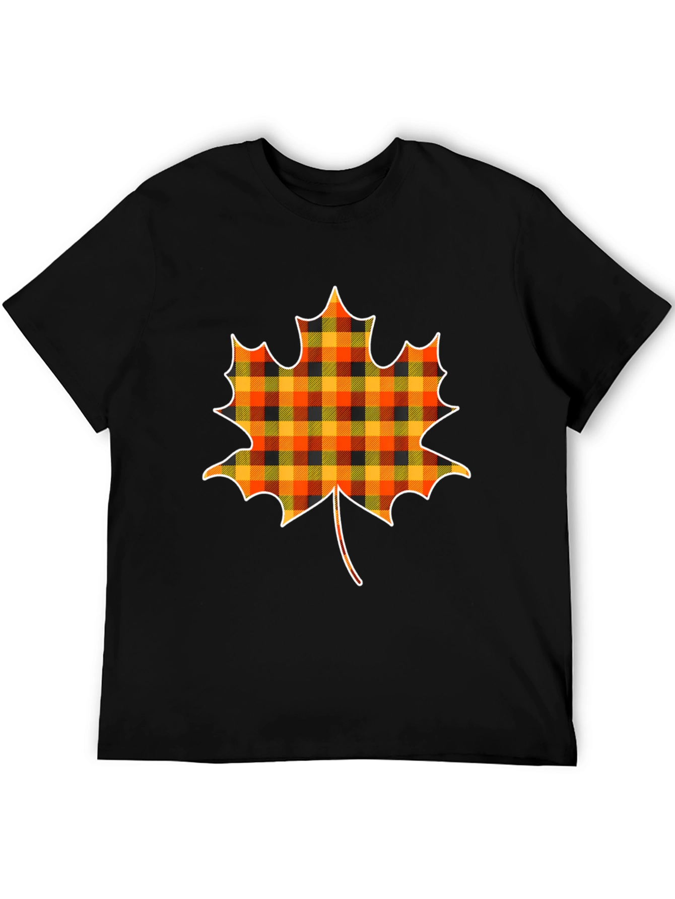 Plaid Maple Leaf T-Shirt Fall Tee