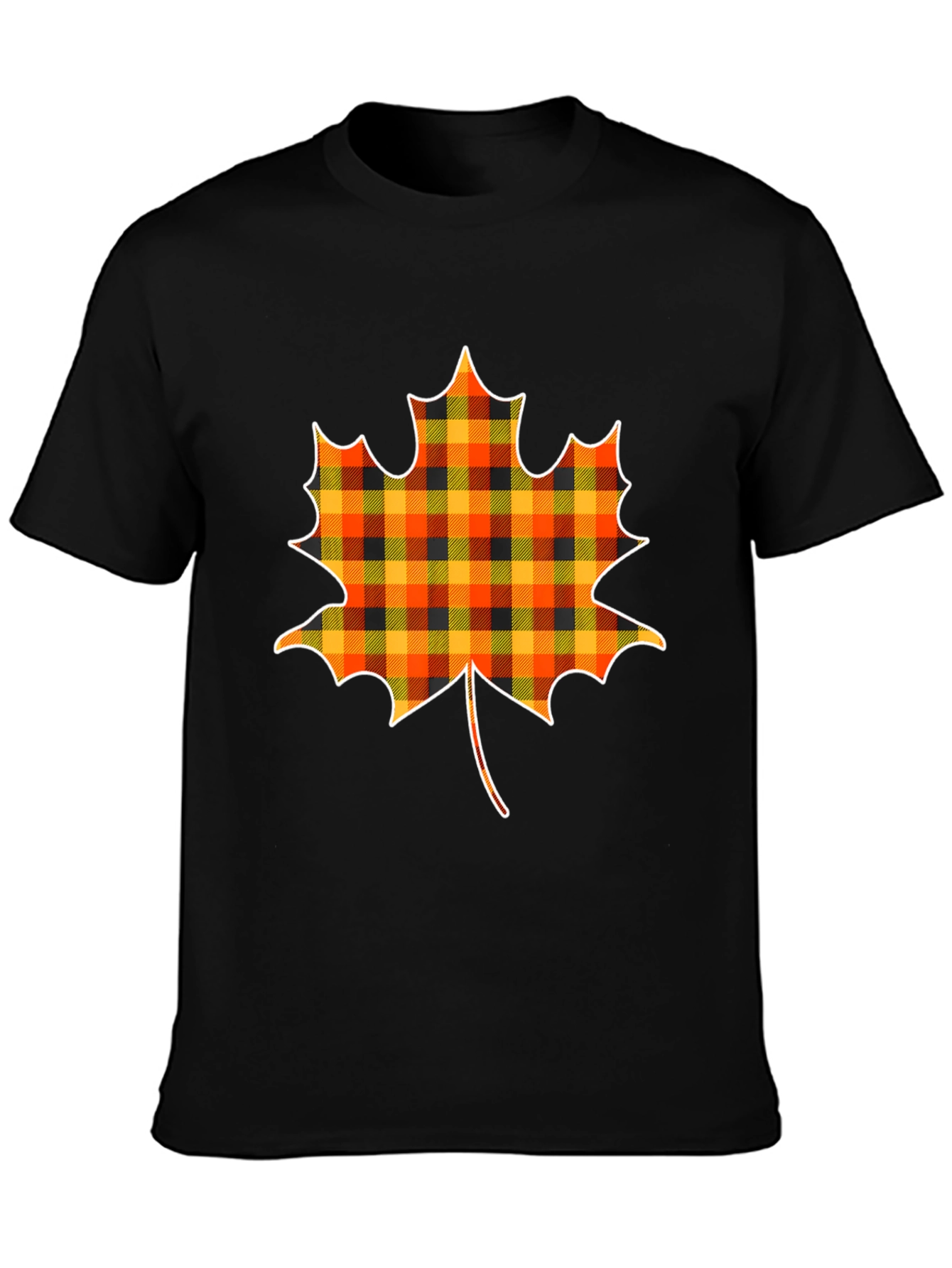 Plaid Maple Leaf T-Shirt Fall Tee