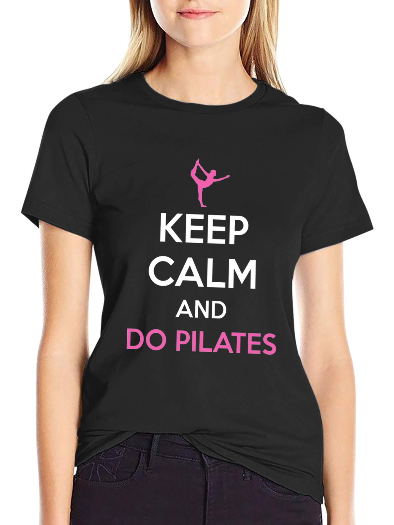 Keep Calm Do Pilates Black T-Shirt
