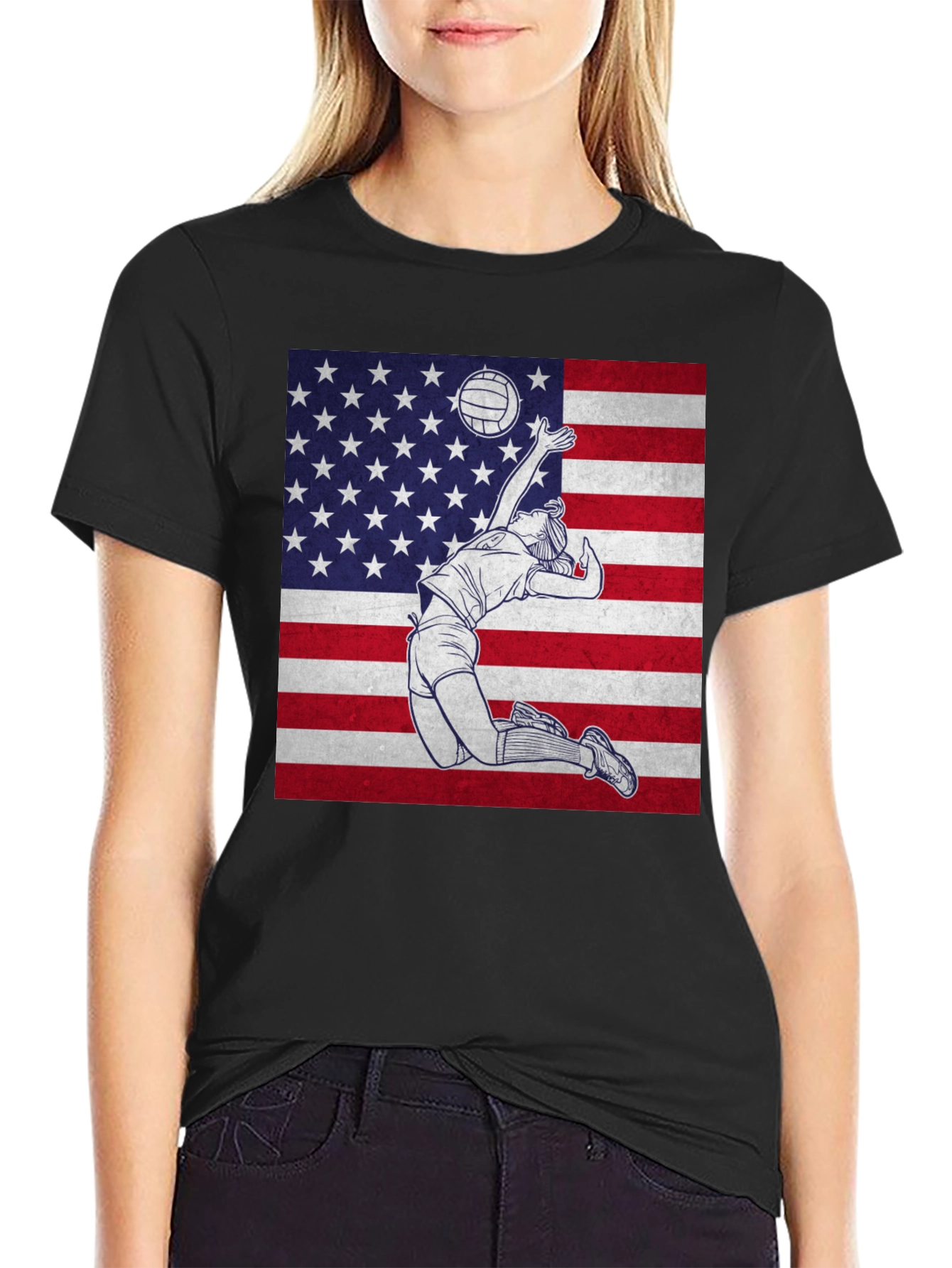 Volleyball USA Flag T-Shirt