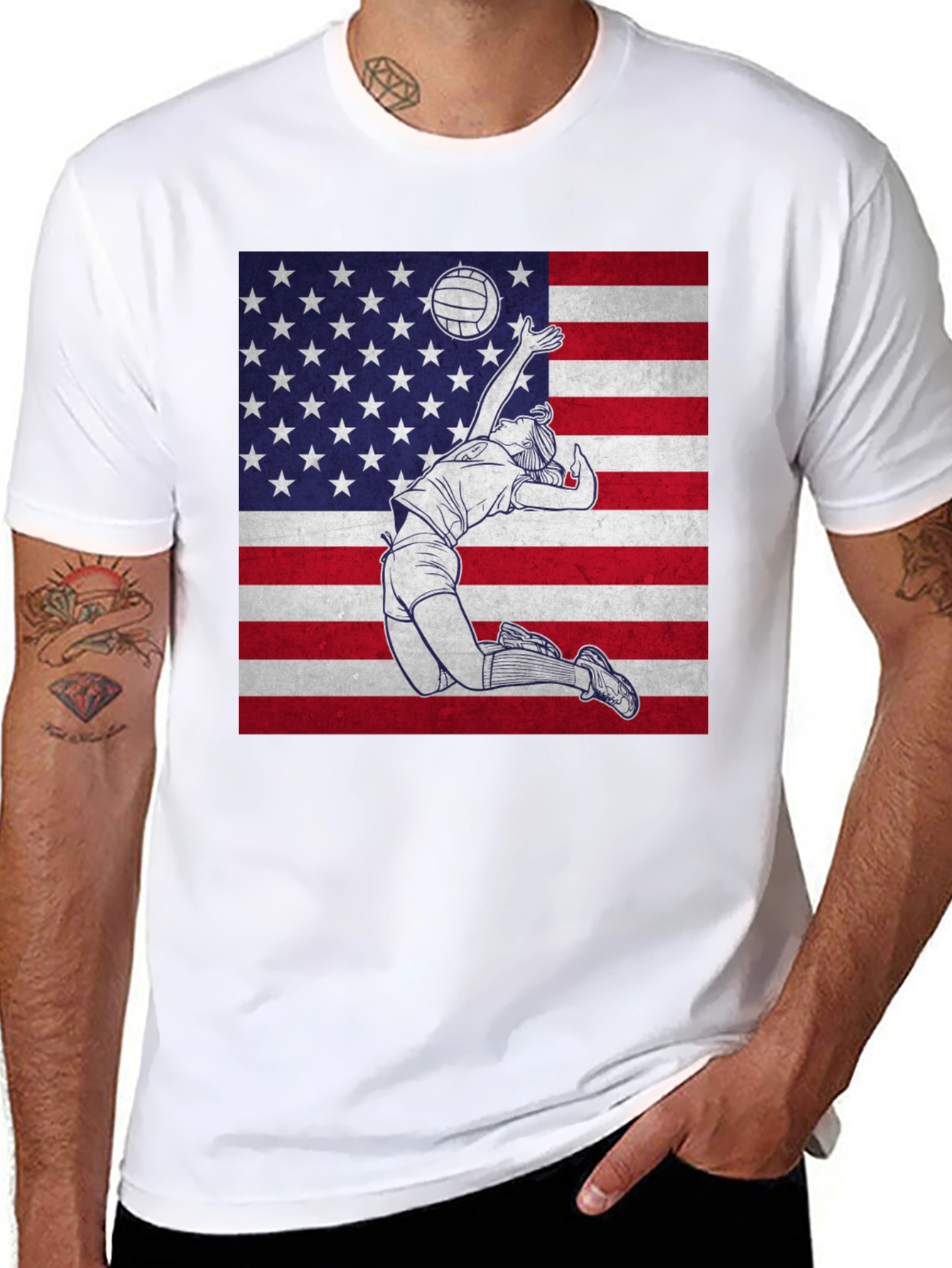 Volleyball USA Flag T-Shirt