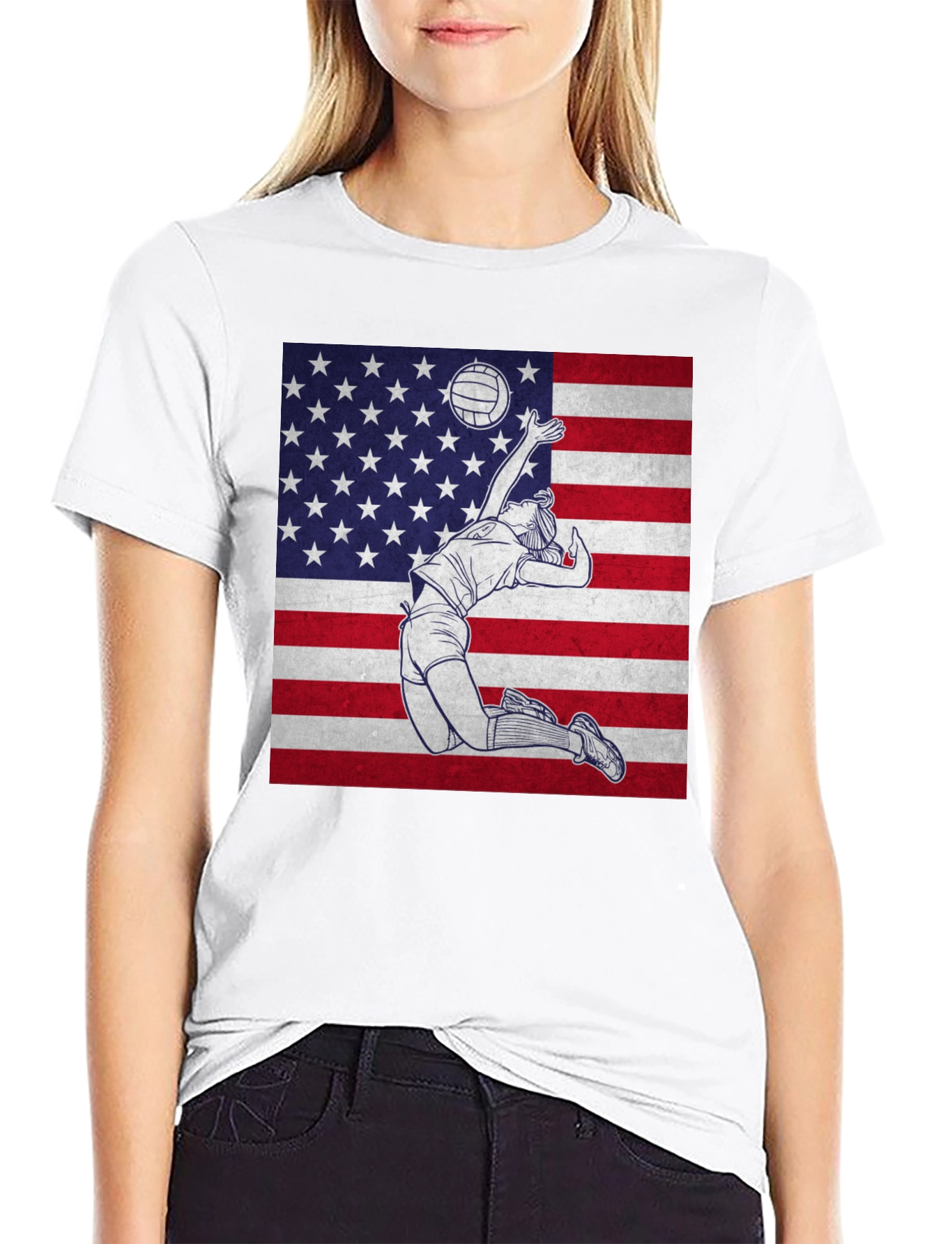 Volleyball USA Flag T-Shirt
