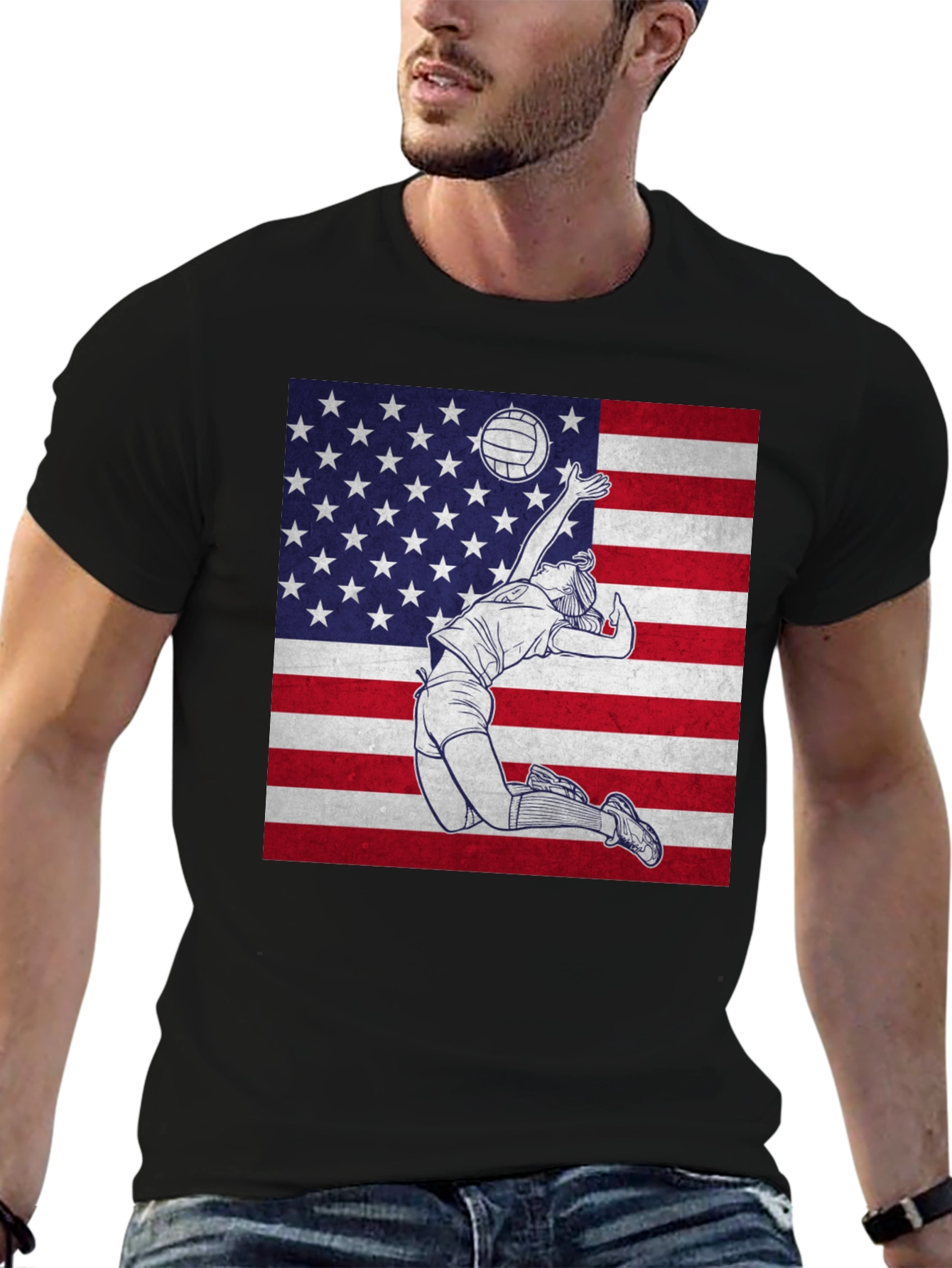 Volleyball USA Flag T-Shirt