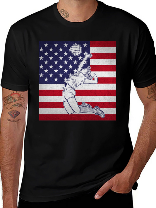 Volleyball USA Flag T-Shirt