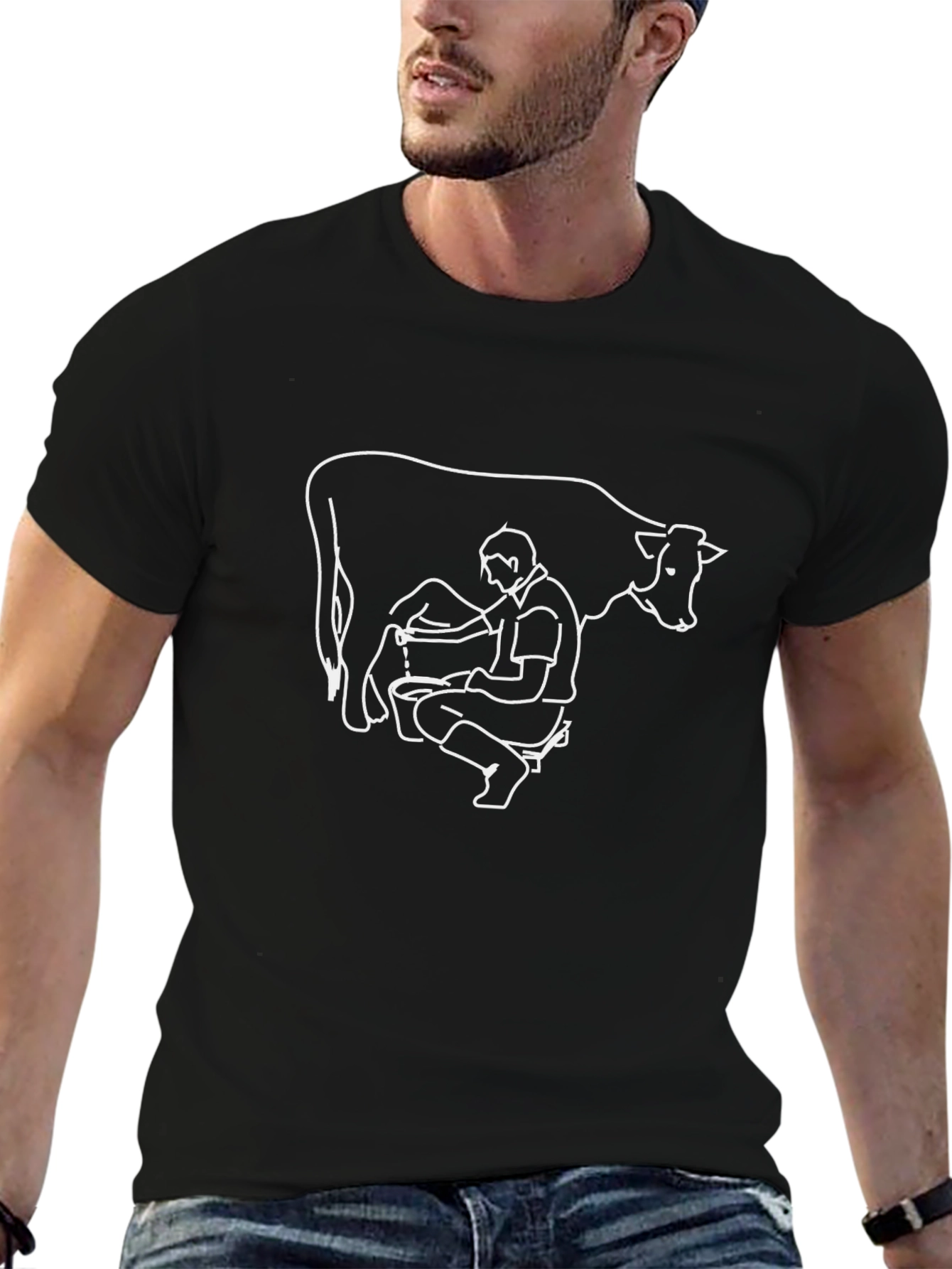 Milking Cow Graphic Tee - Black Comfort Fit
