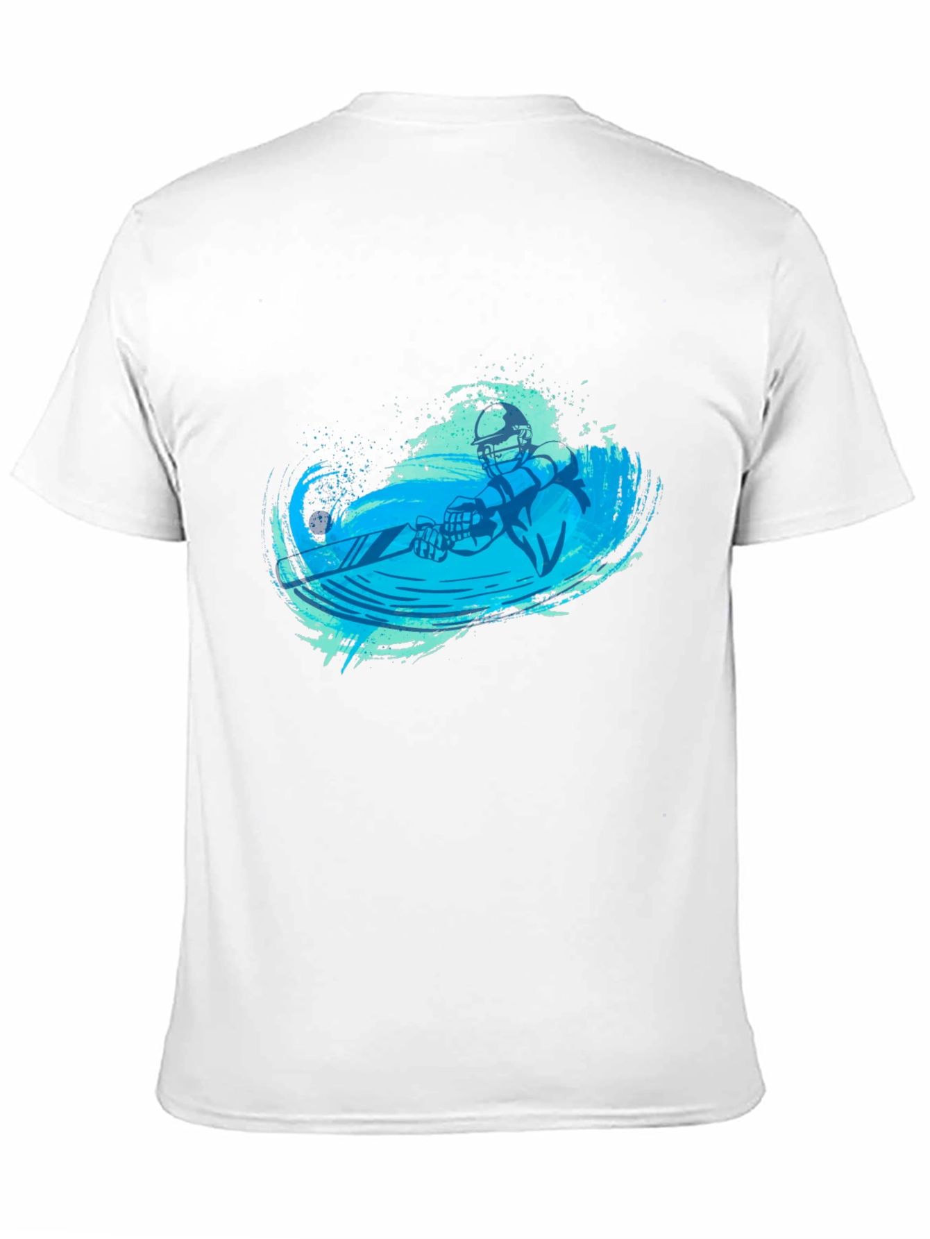 Black T-Shirt with Blue Water Skier Graphic