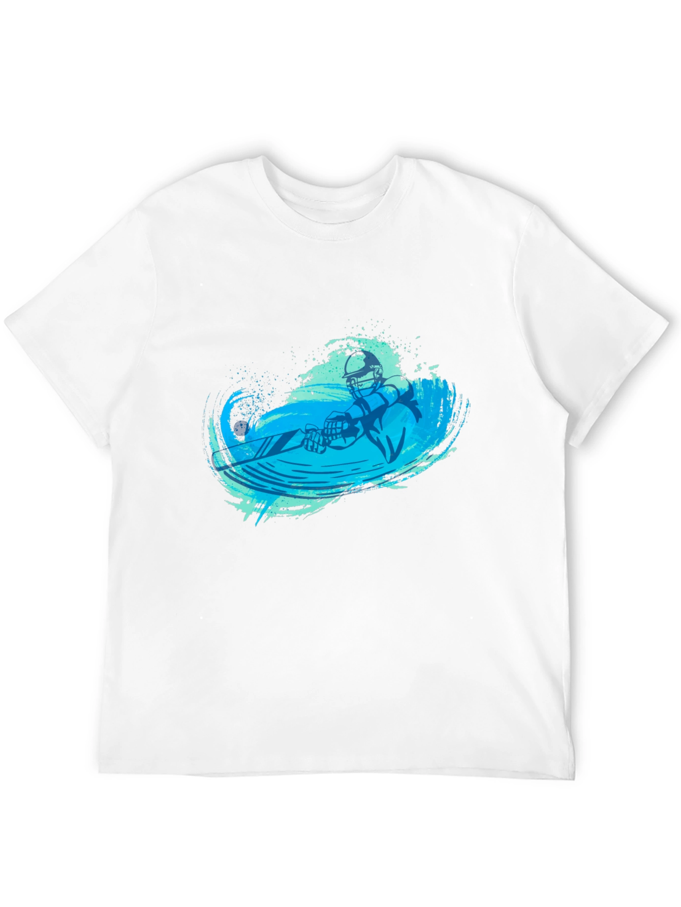 Black T-Shirt with Blue Water Skier Graphic