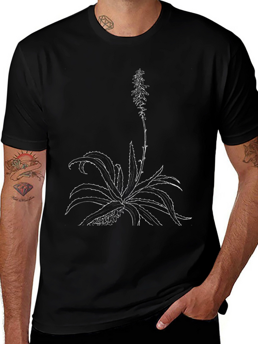 Botanical Graphic Tee - Black Cotton T-Shirt