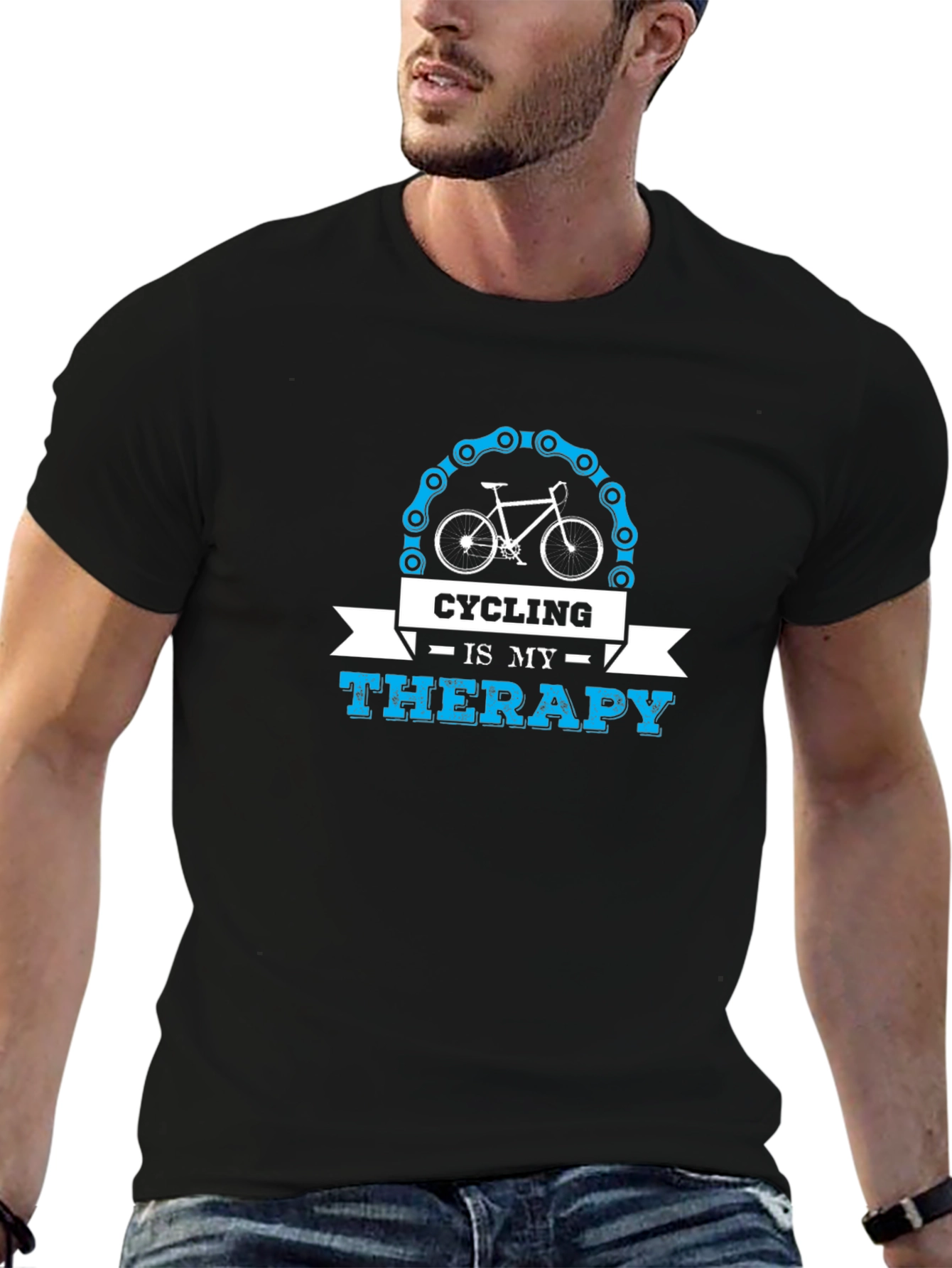 Cycling is My Therapy Black T-Shirt